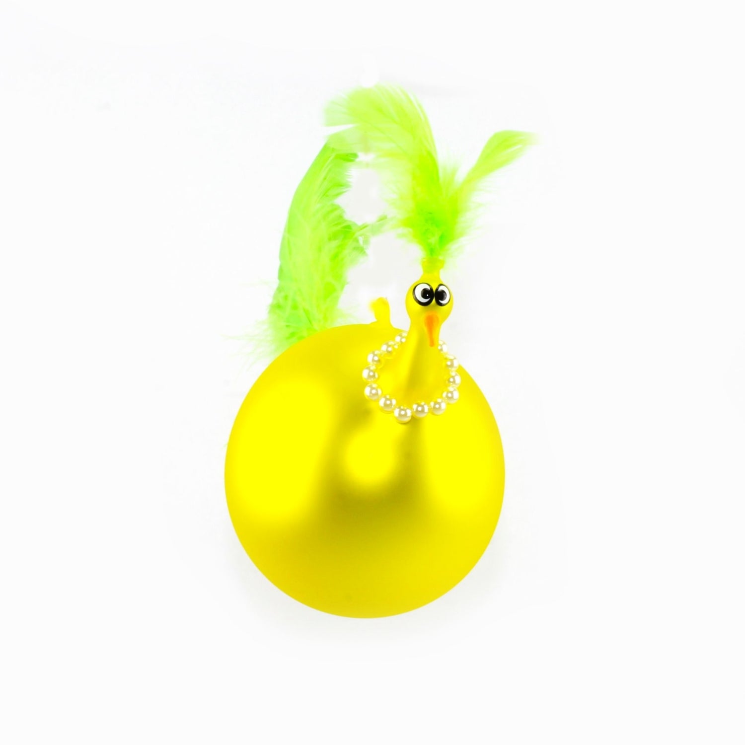 Poulet avec collier de perles, coloré, mat suspendu