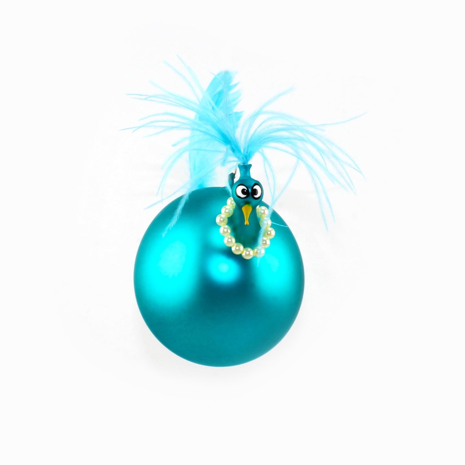 Poulet avec collier de perles, coloré, mat suspendu
