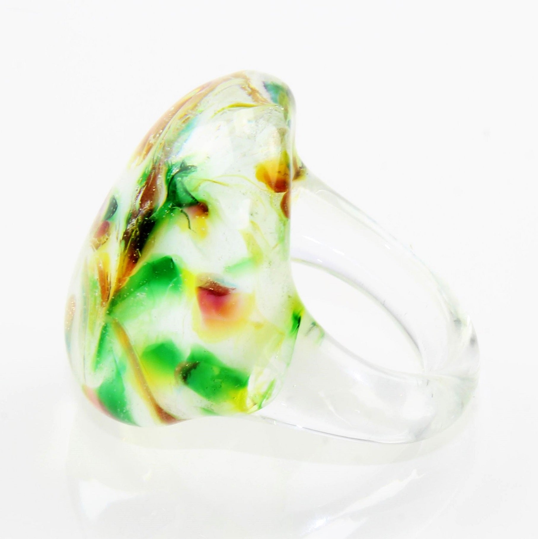 Madame" ring fir green-wine red marbled