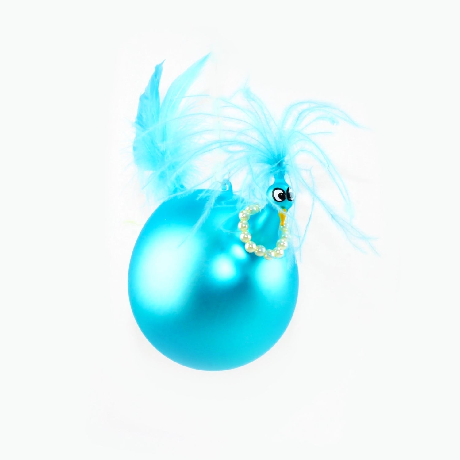Poulet avec collier de perles, coloré, mat suspendu
