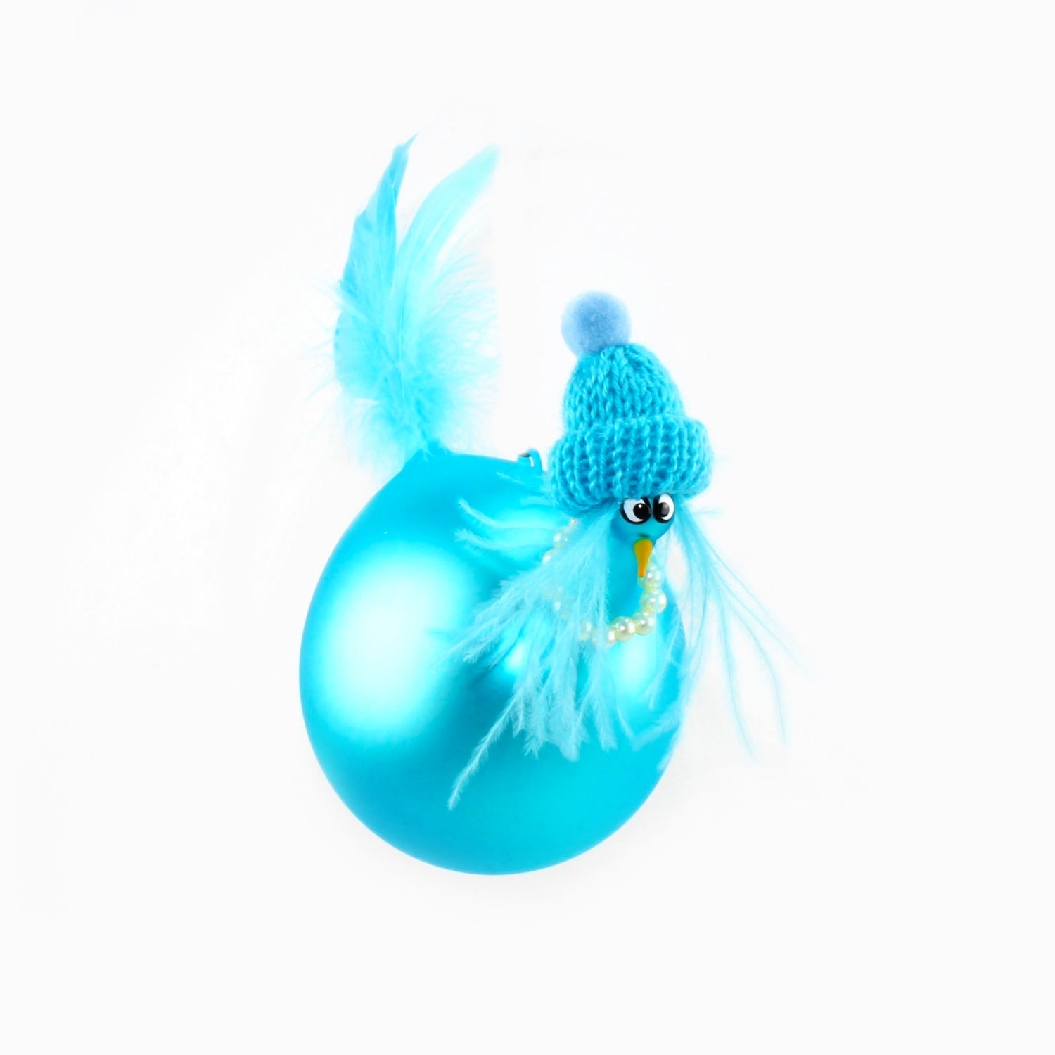 Poulet avec collier de perles, coloré, mat suspendu