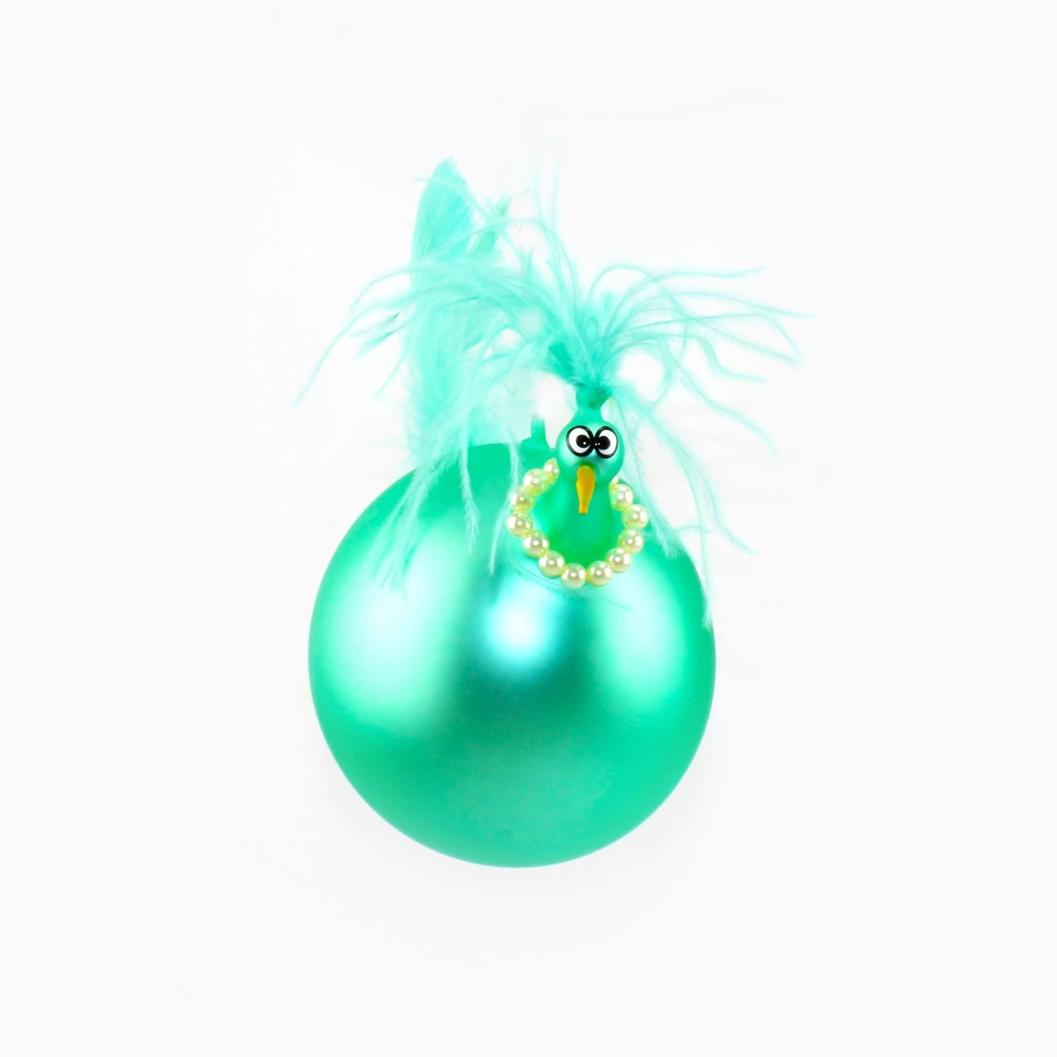Poulet avec collier de perles, coloré, mat suspendu