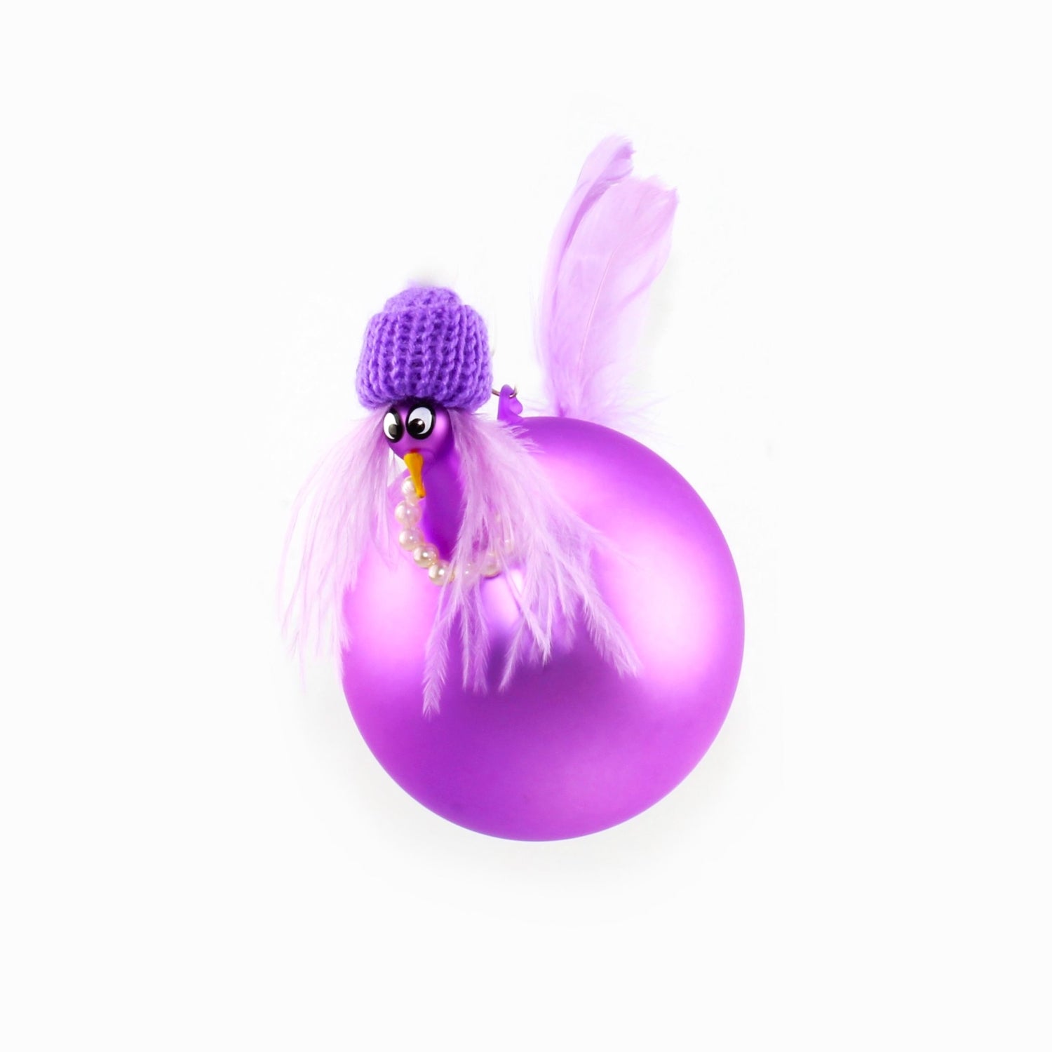 Poulet avec collier de perles, coloré, mat suspendu
