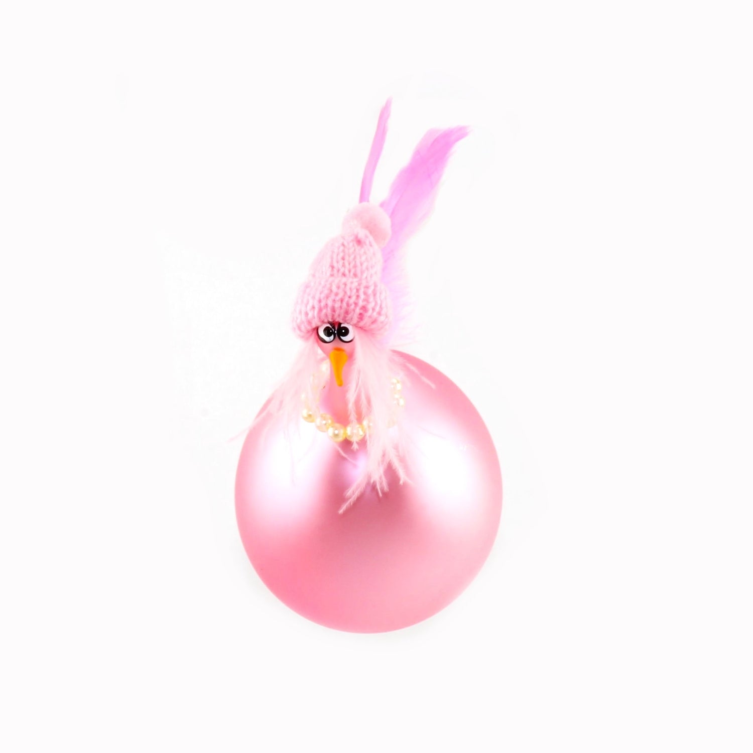 Poulet avec collier de perles, coloré, mat suspendu