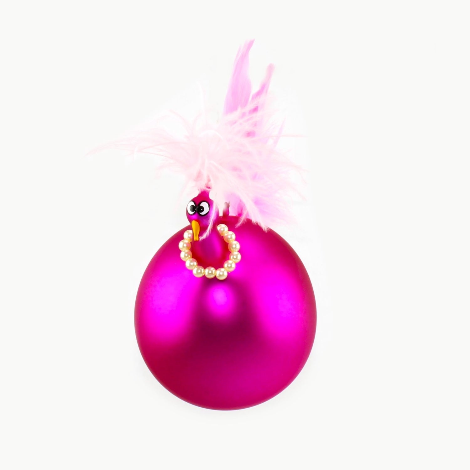 Poulet avec collier de perles, coloré, mat suspendu