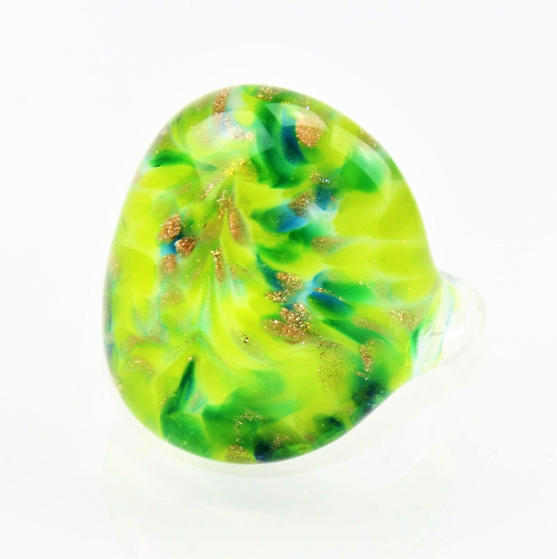 Bague "Madame" Vert Ultra - Vert Sapin marbré