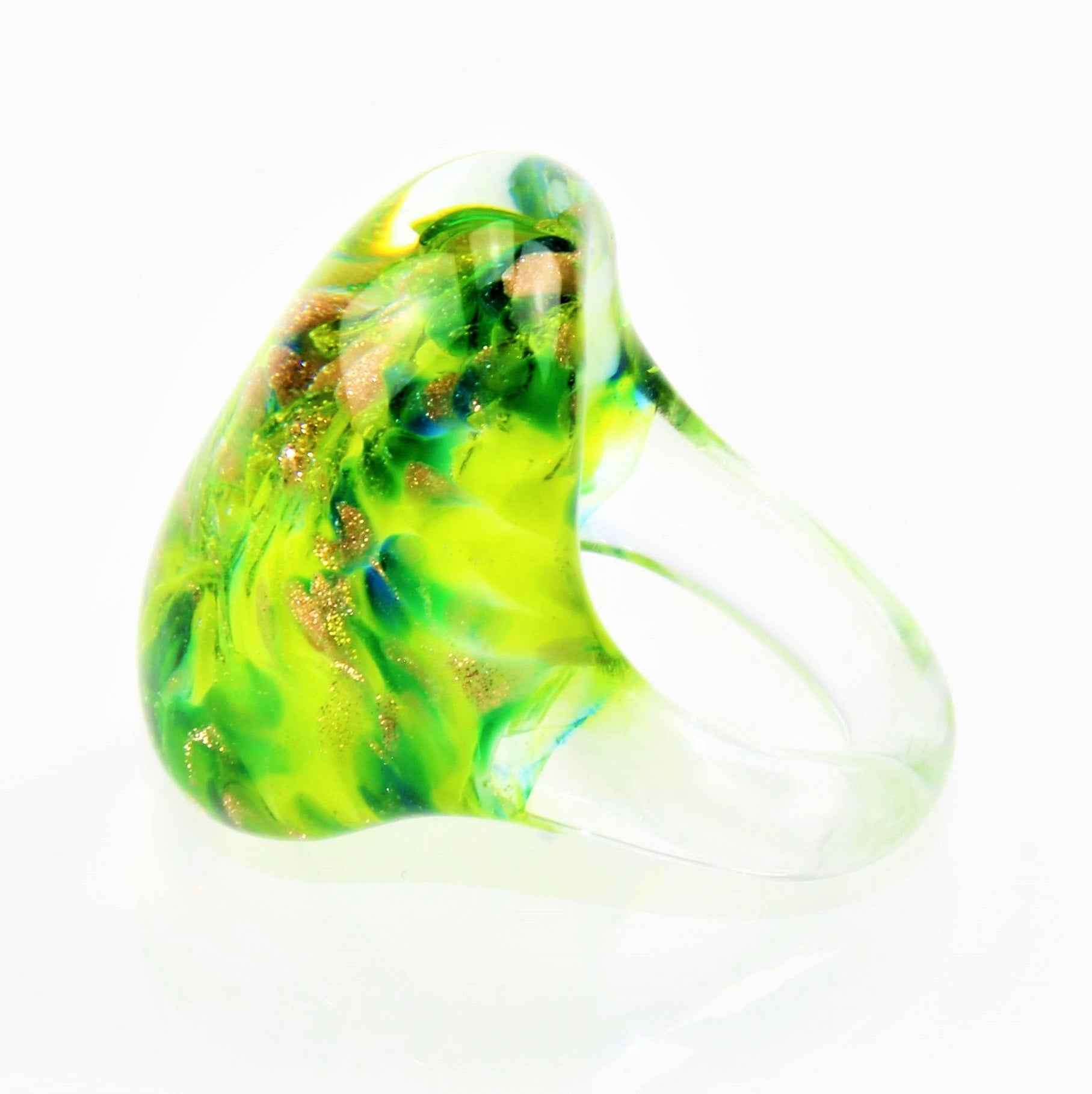Bague "Madame" Vert Ultra - Vert Sapin marbré