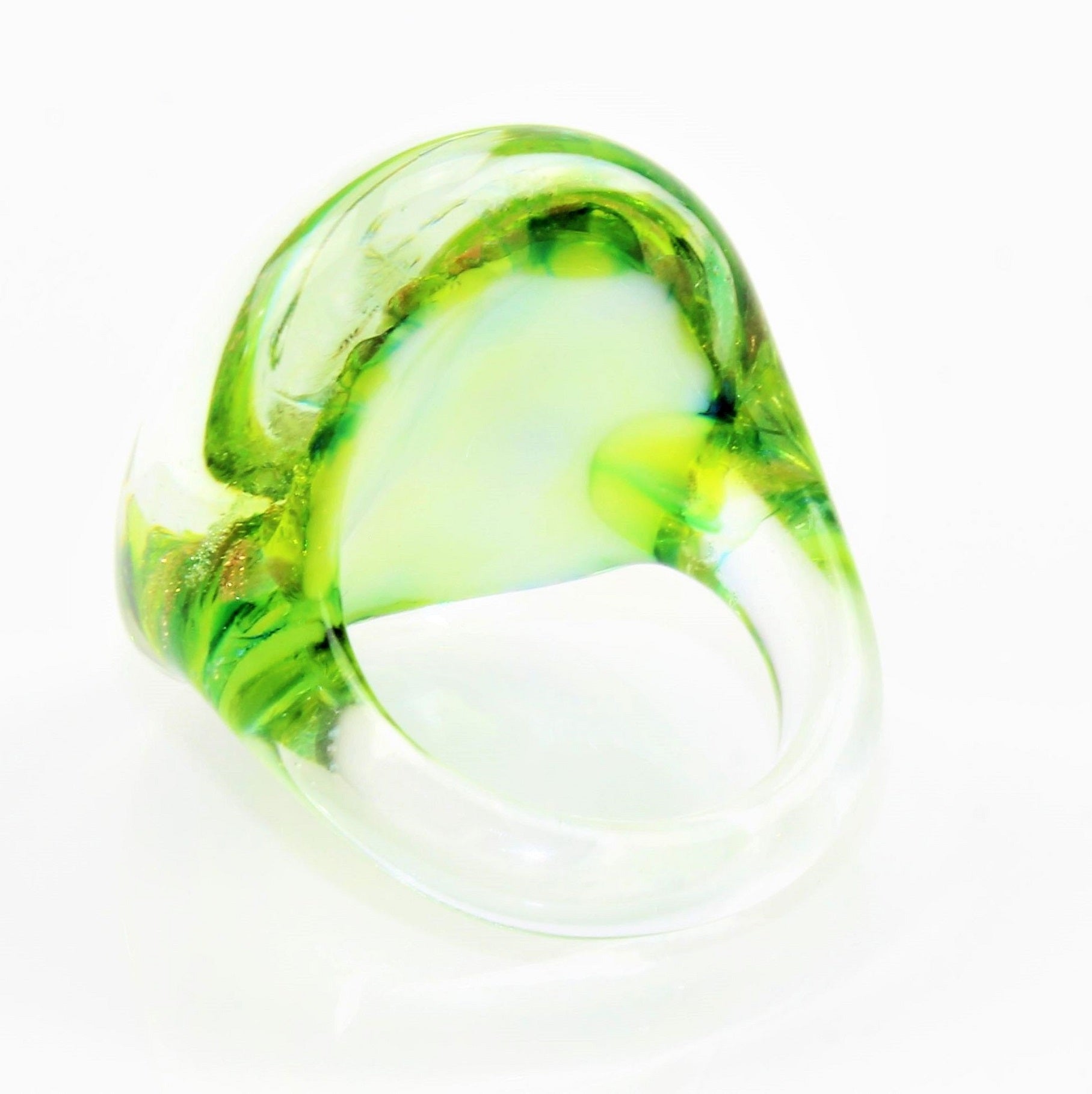 Bague "Madame" Vert Ultra - Vert Sapin marbré