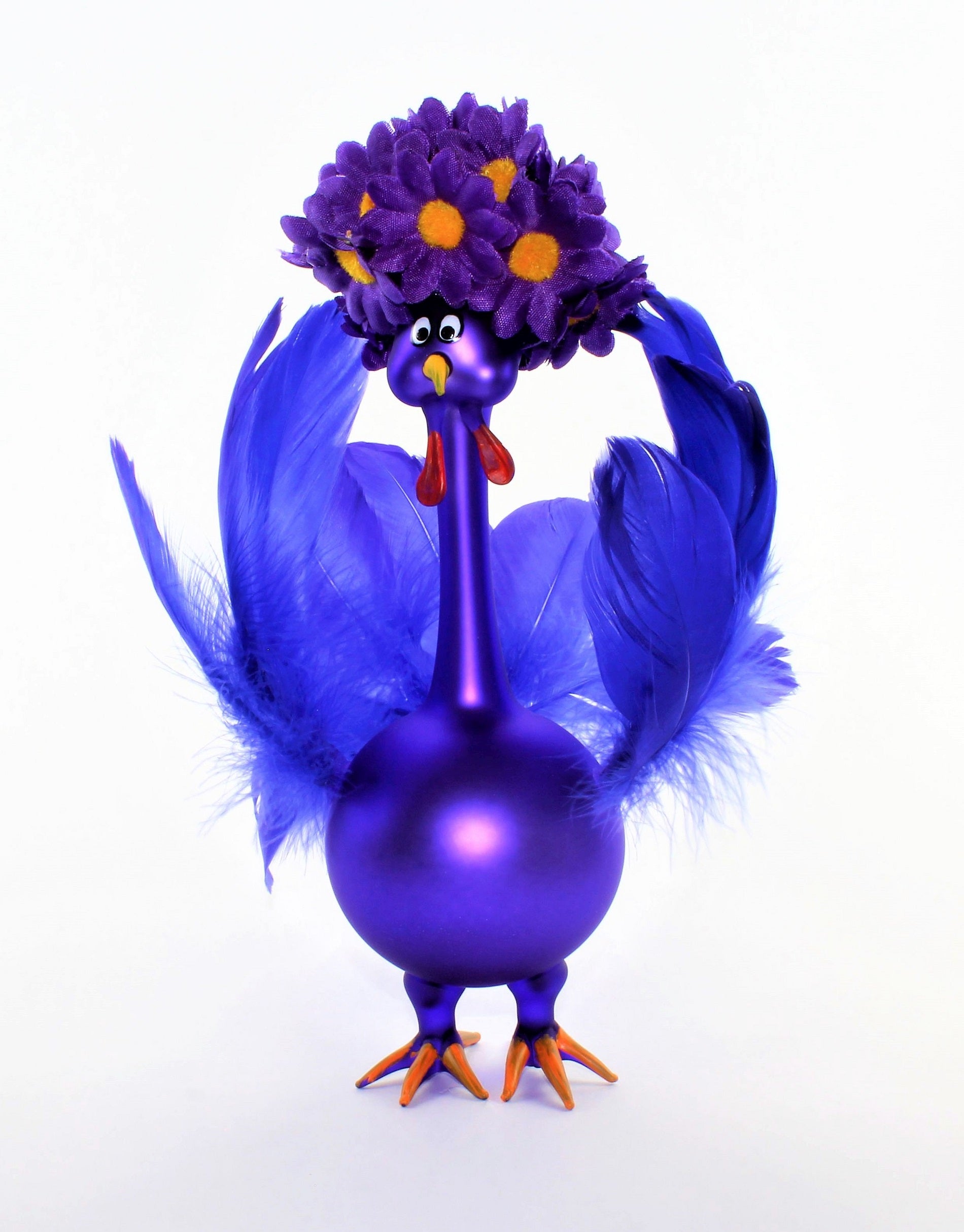 "Missis Dafne" dinde avec bonnet de douche et plumes, violet mat
