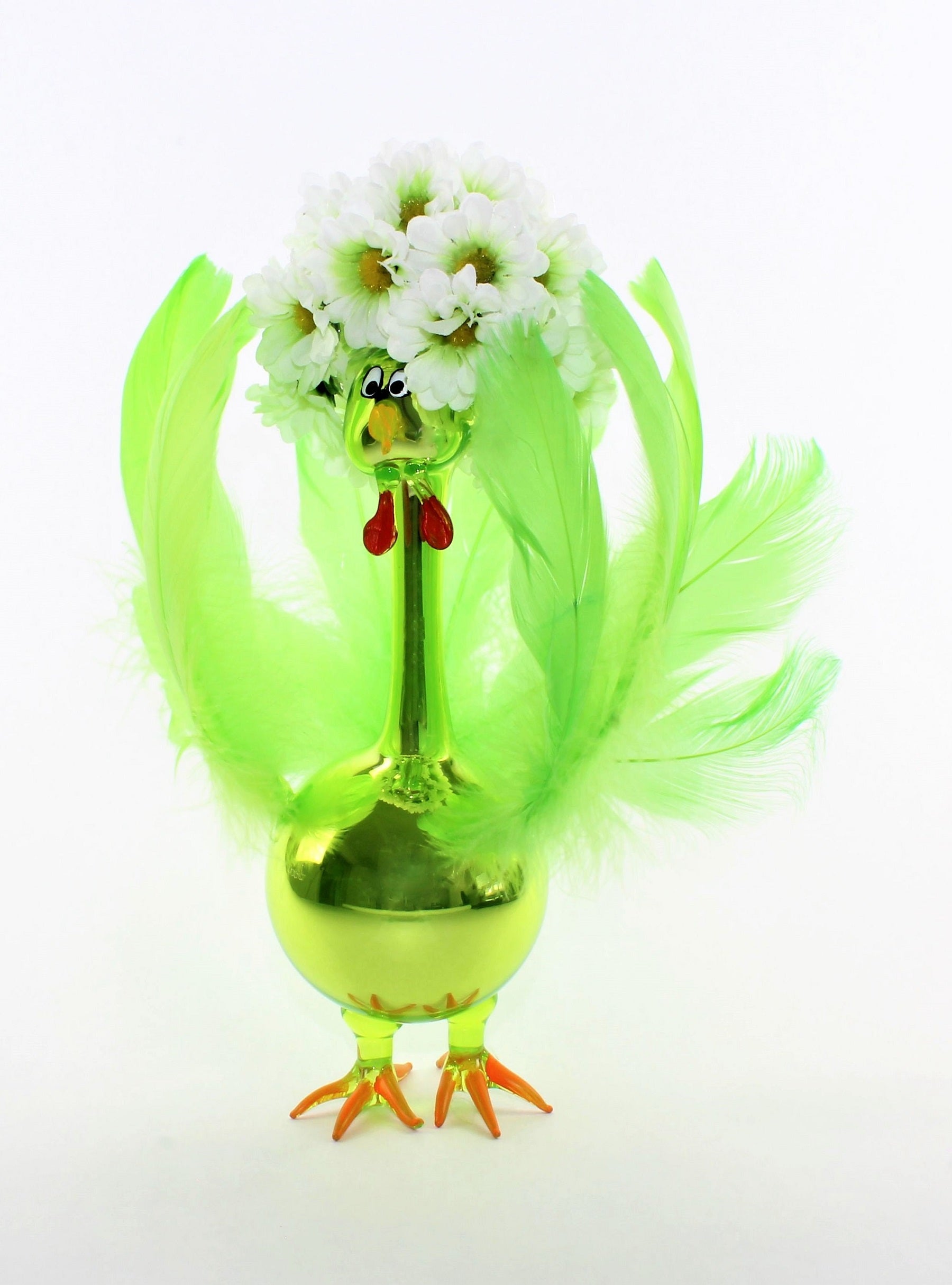 "Missis Dafne" dinde avec bonnet de douche et plumes, ultra vert