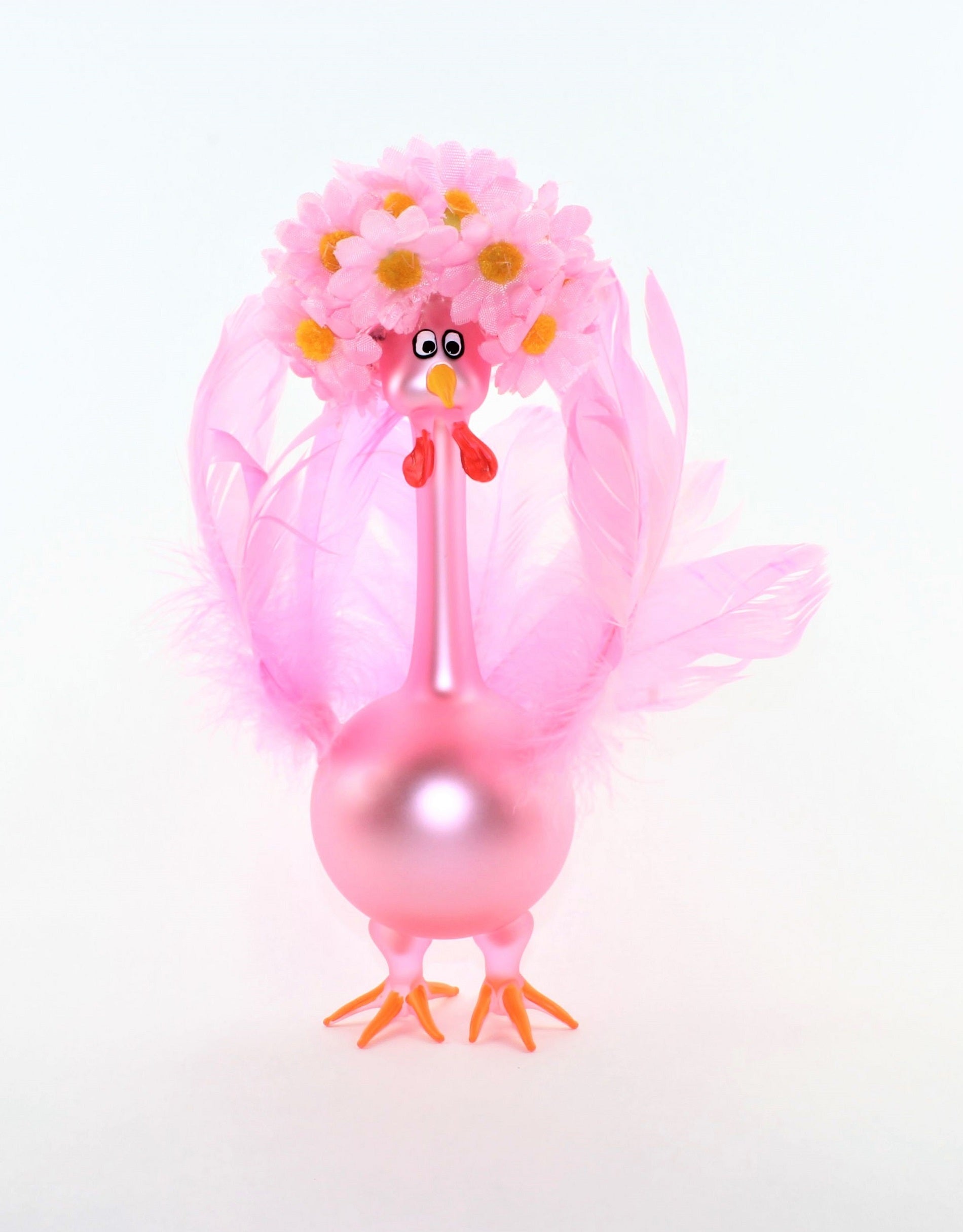 "Missis Dafne" Dinde avec bonnet de douche et plumes, Rose