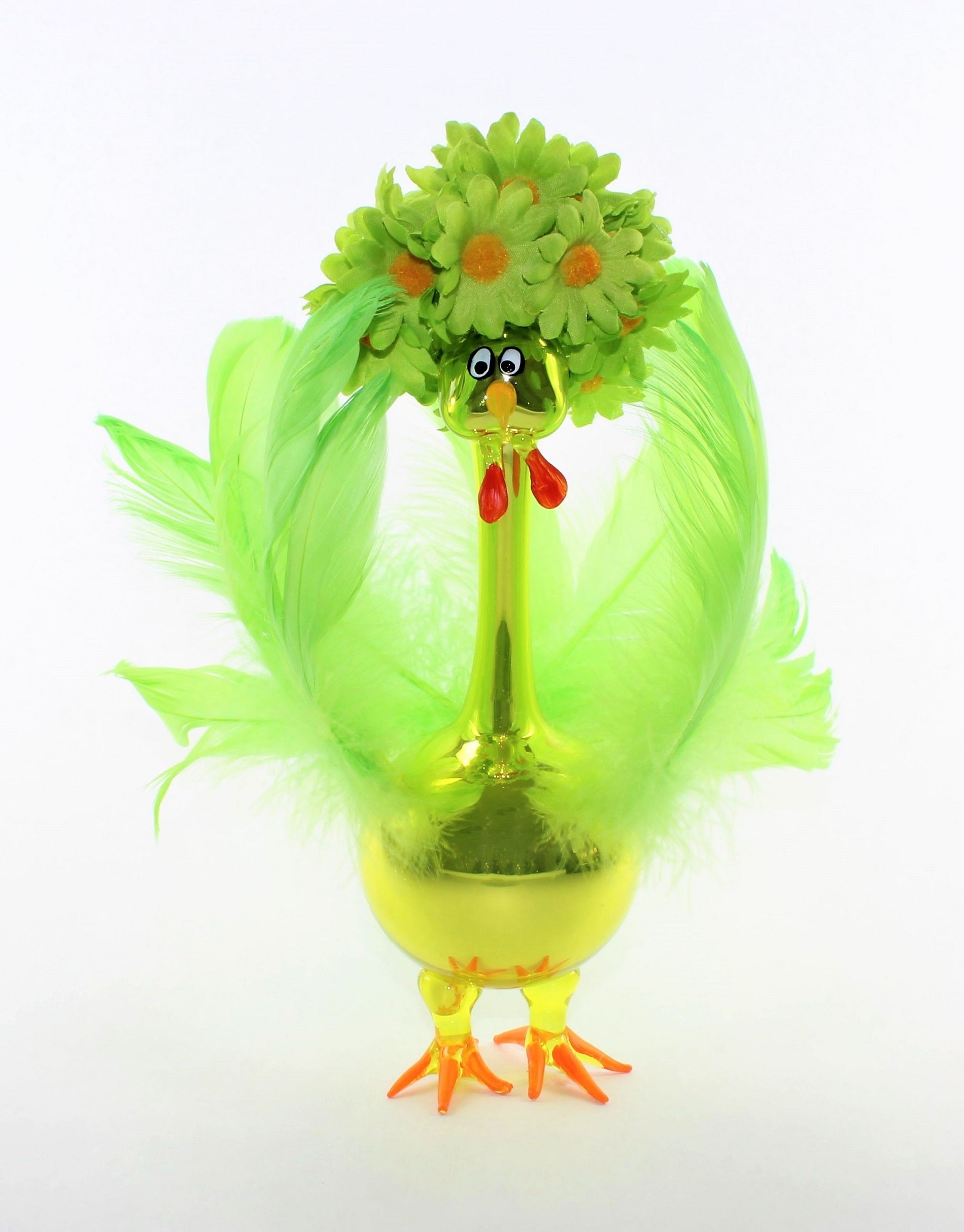 "Missis Dafne" dinde avec bonnet de douche et plumes, ultra-vert