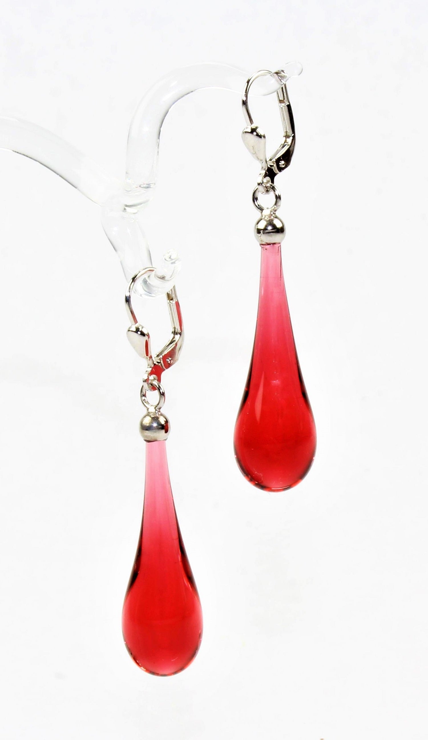 Boucles d'oreilles goutte colorée claire , argent 925/000 rhodié