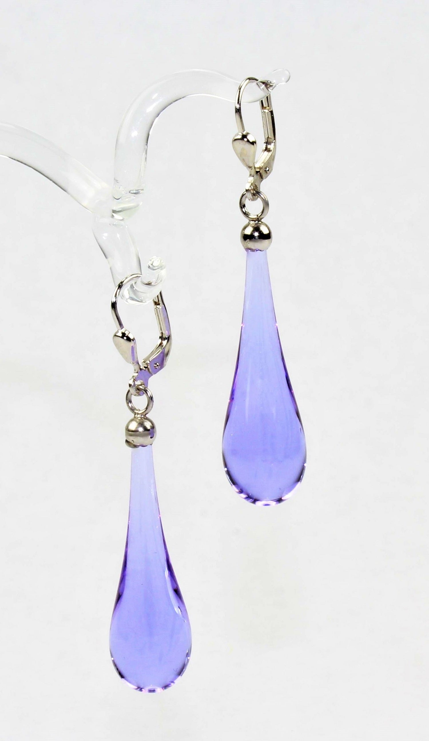 Boucles d'oreilles goutte colorée claire , argent 925/000 rhodié