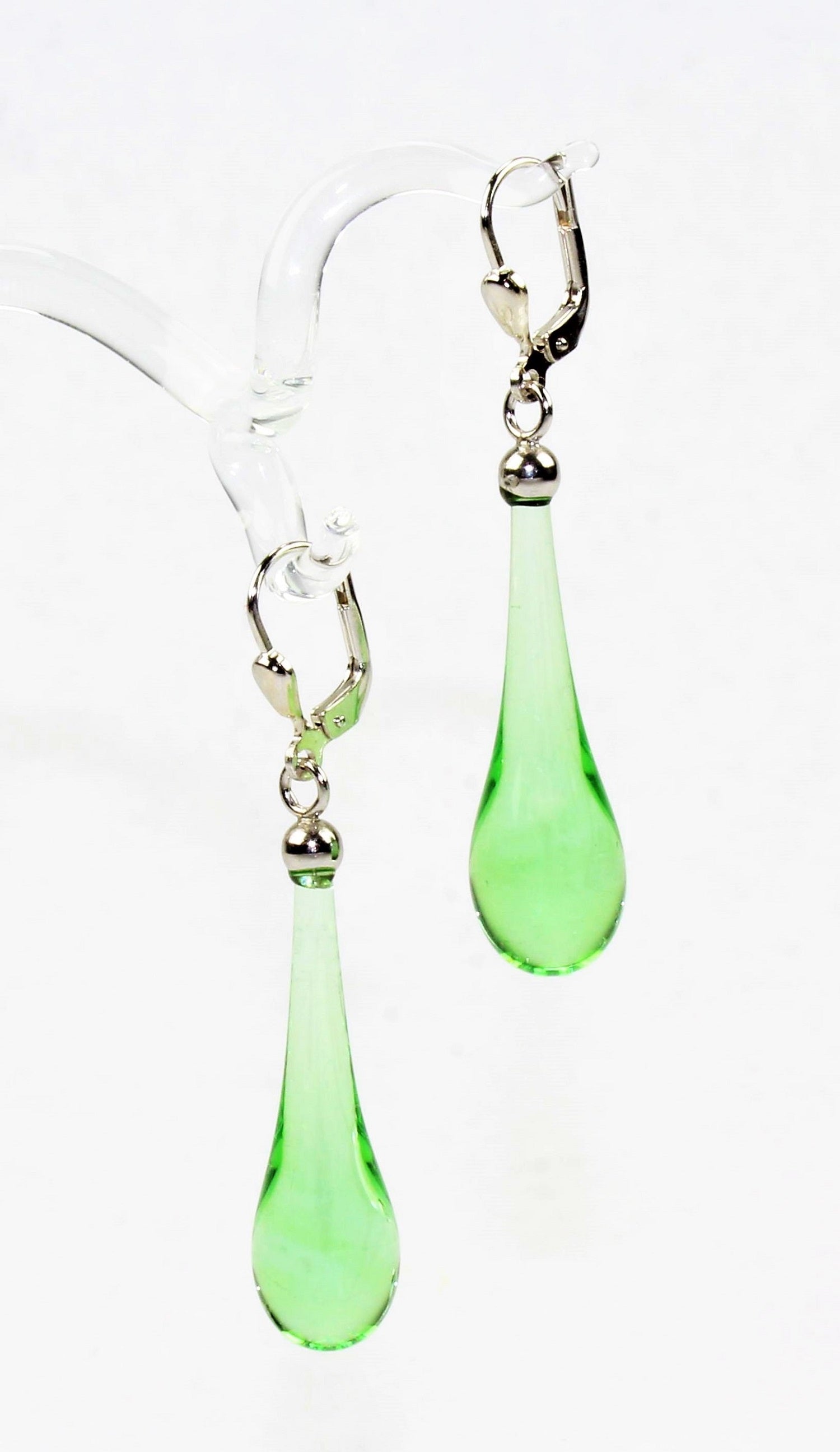 Boucles d'oreilles goutte colorée claire , argent 925/000 rhodié