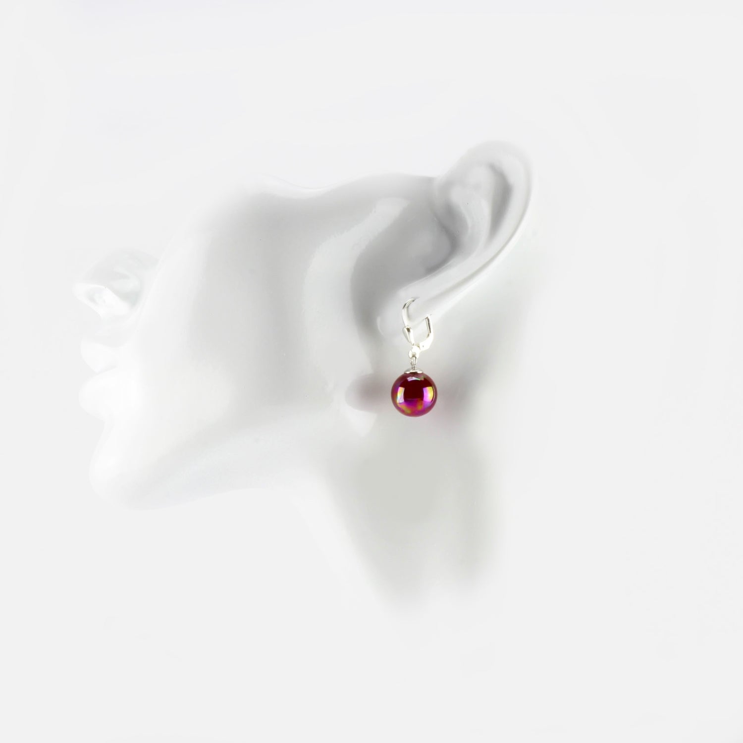 Boucles d'oreilles Boule "Red Pearl