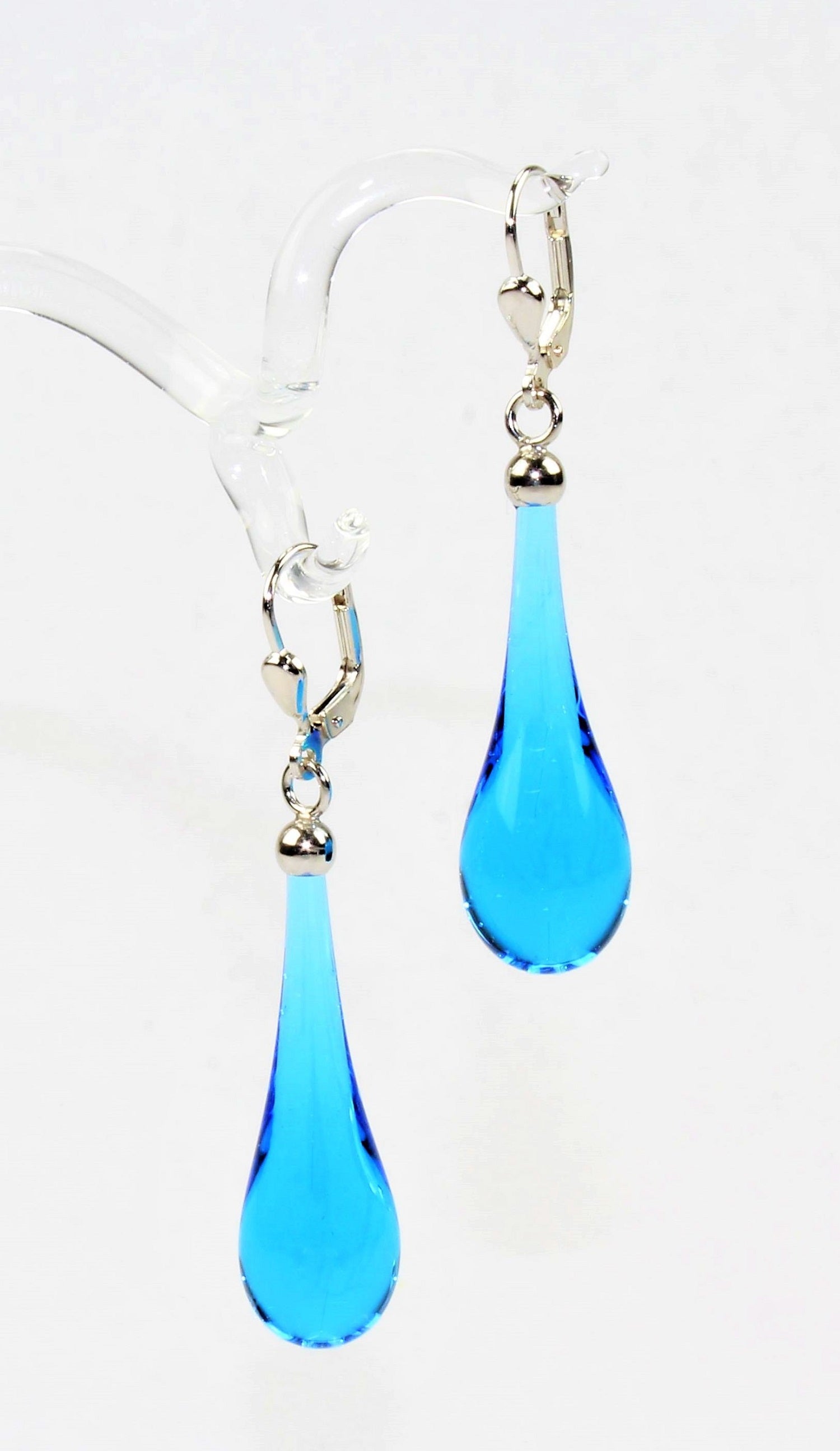 Boucles d'oreilles goutte colorée claire , argent 925/000 rhodié