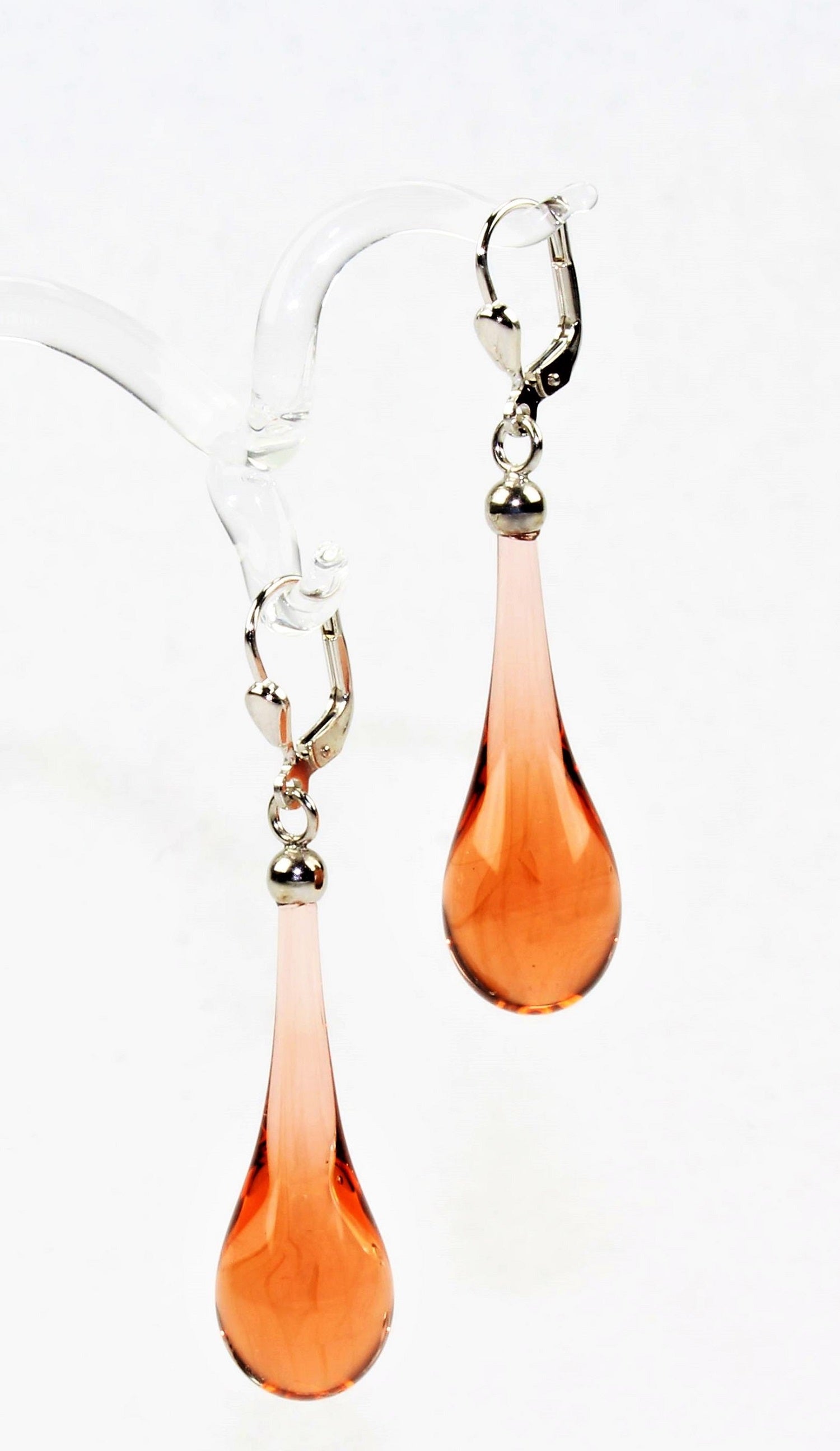 Boucles d'oreilles goutte colorée claire , argent 925/000 rhodié