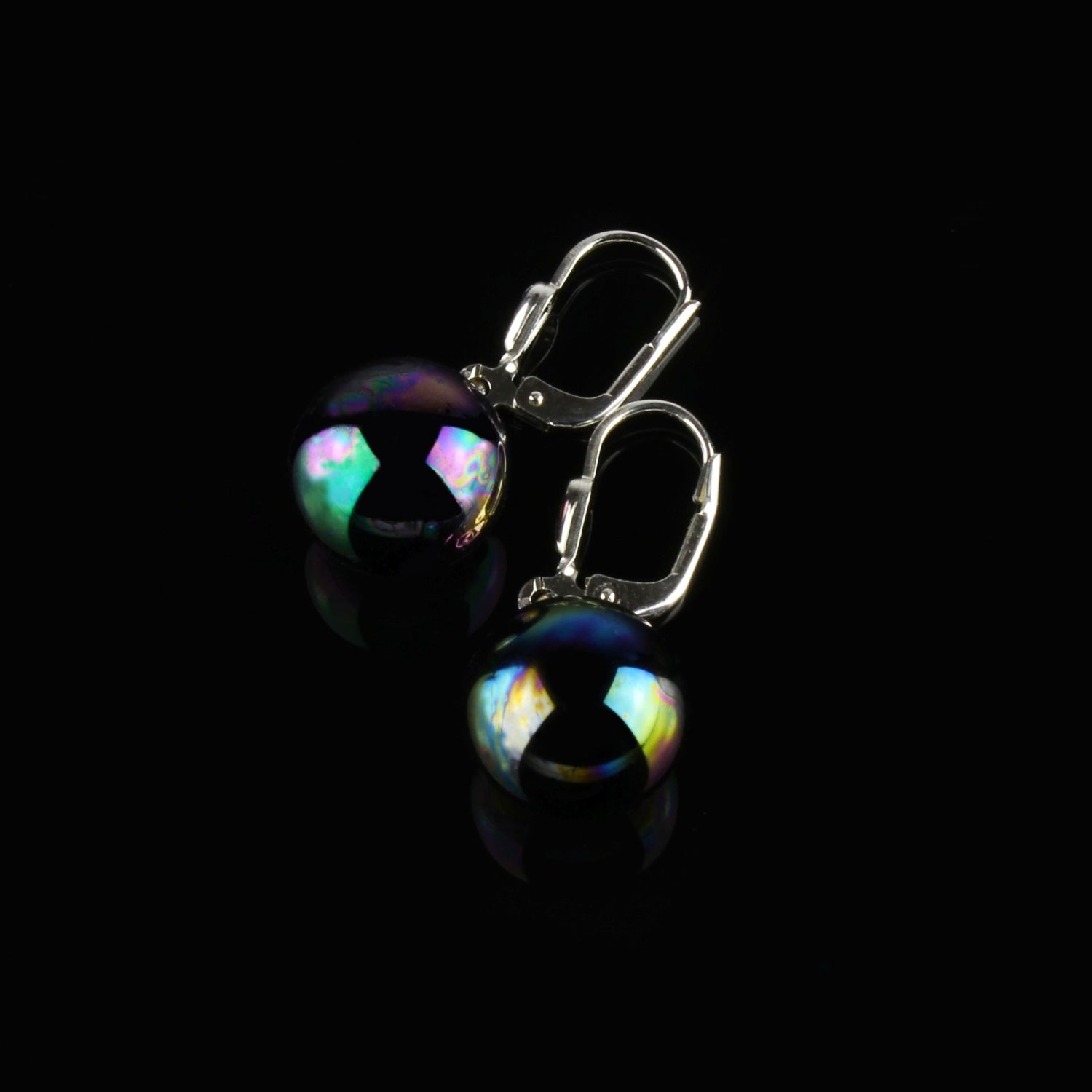 Boucles d'oreilles boule "Black Pearl