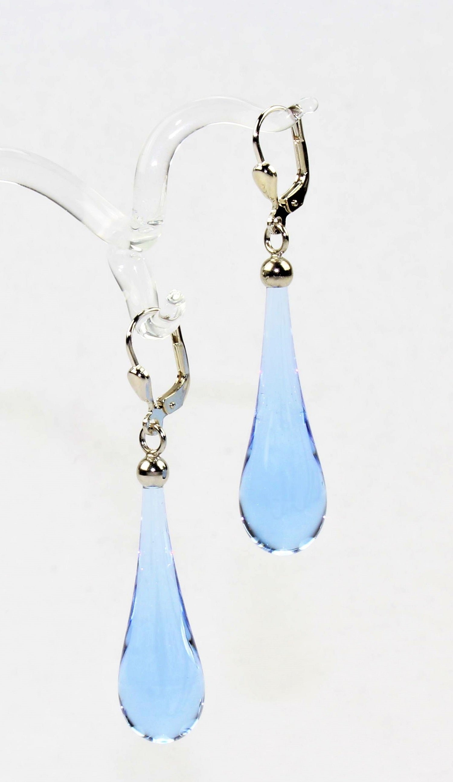 Boucles d'oreilles goutte colorée claire , argent 925/000 rhodié
