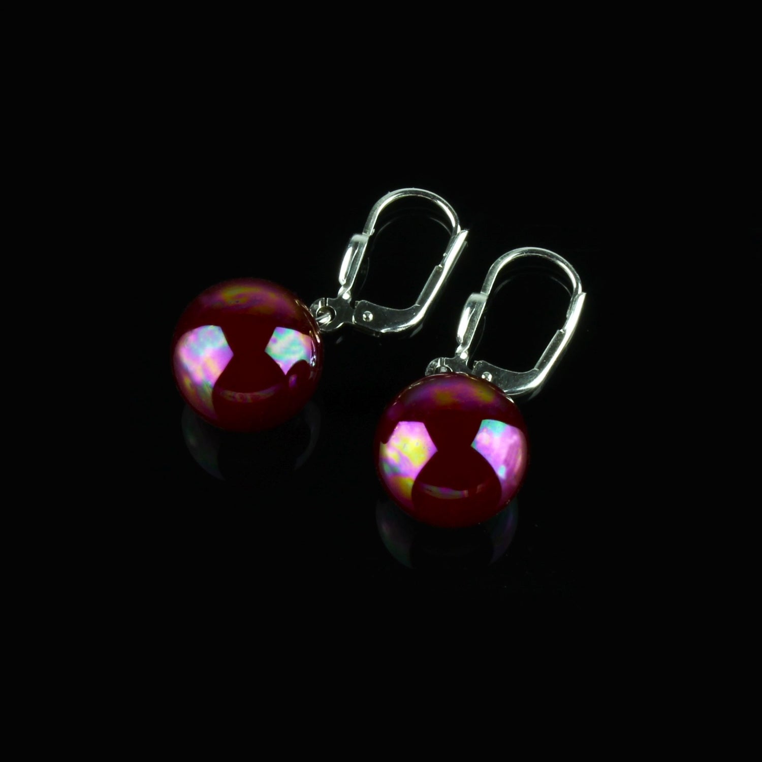 Boucles d'oreilles Boule "Red Pearl