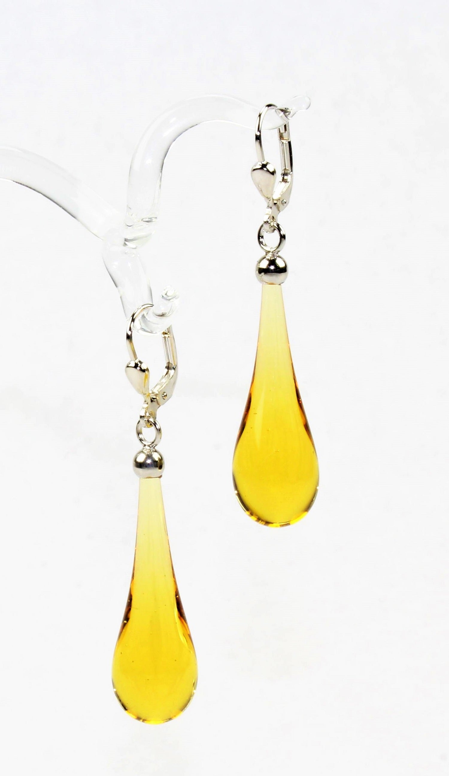 Boucles d'oreilles goutte colorée claire , argent 925/000 rhodié