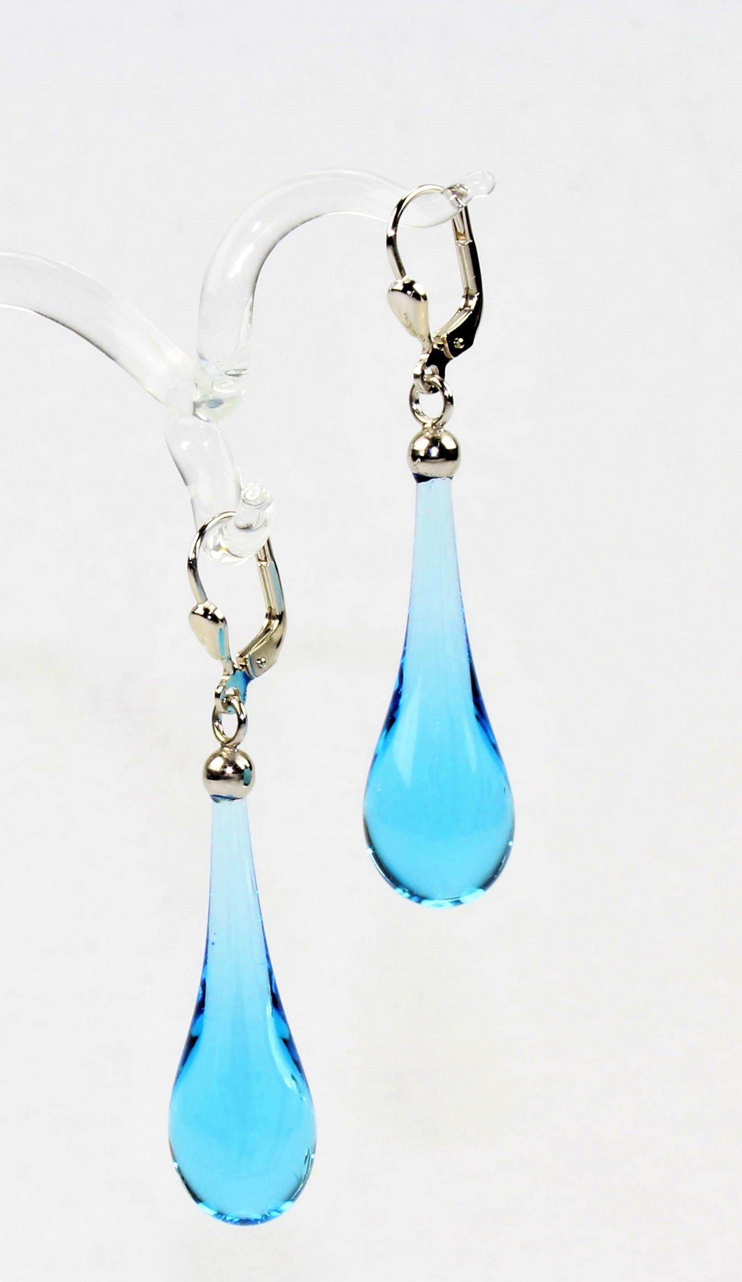 Boucles d'oreilles goutte colorée claire , argent 925/000 rhodié