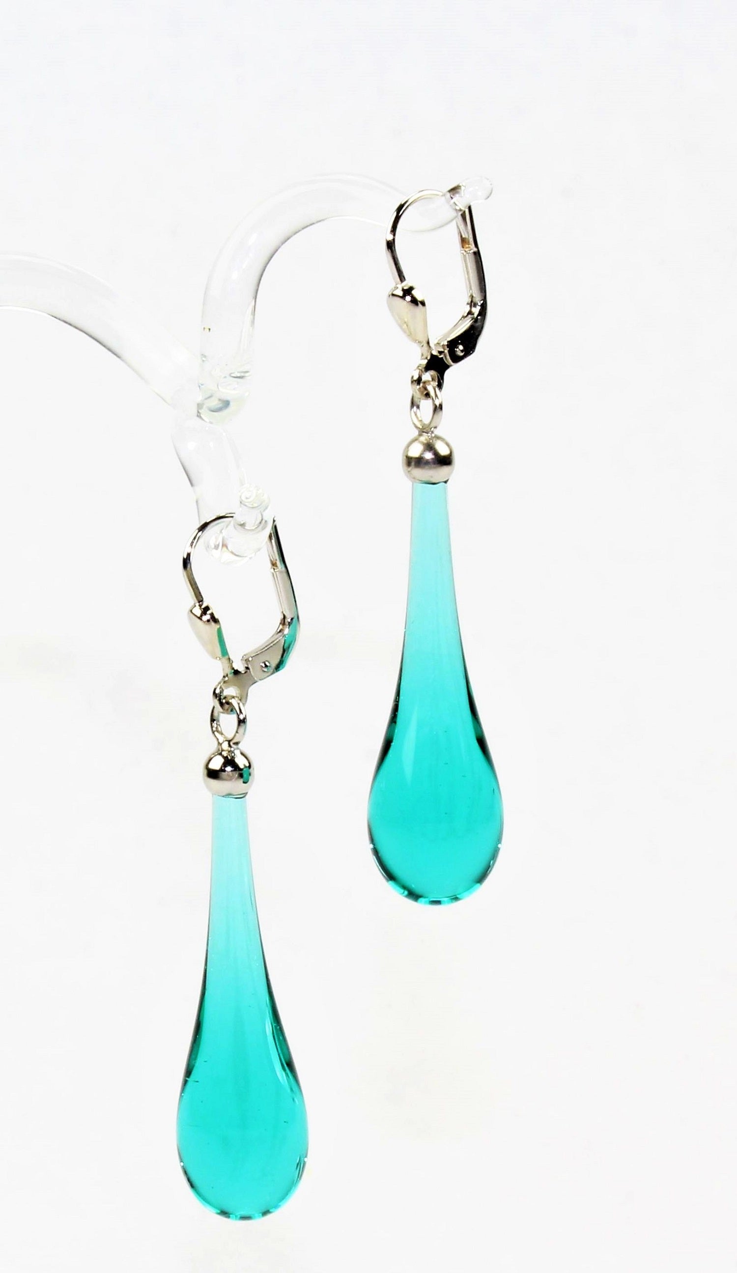 Boucles d'oreilles goutte colorée claire , argent 925/000 rhodié