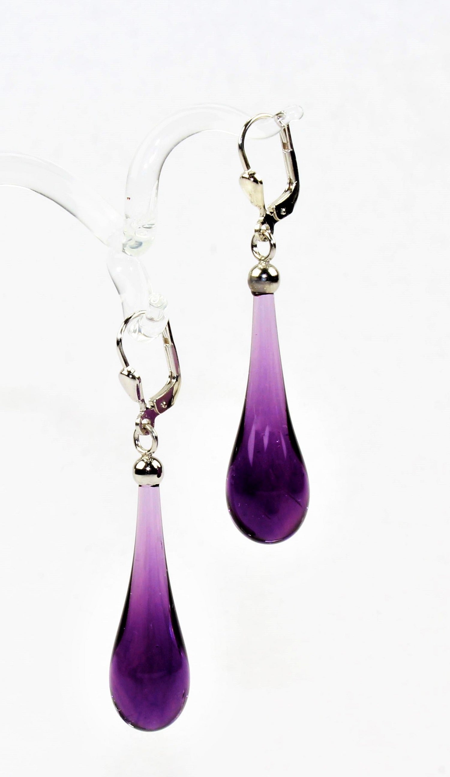 Boucles d'oreilles goutte colorée claire , argent 925/000 rhodié