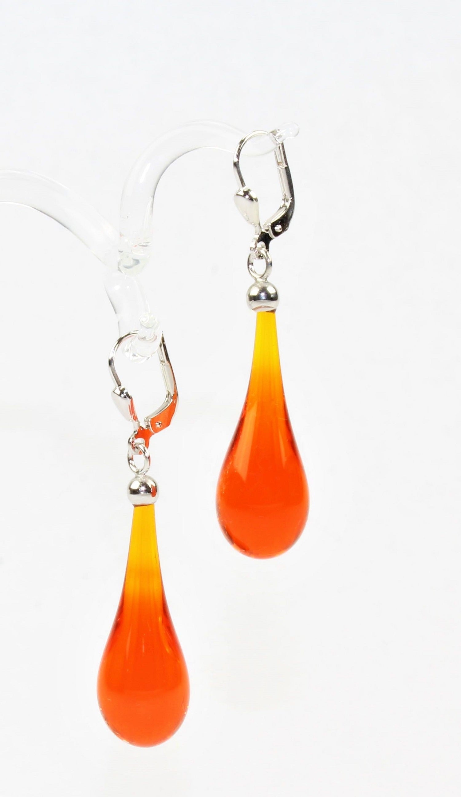 Boucles d'oreilles goutte colorée claire , argent 925/000 rhodié
