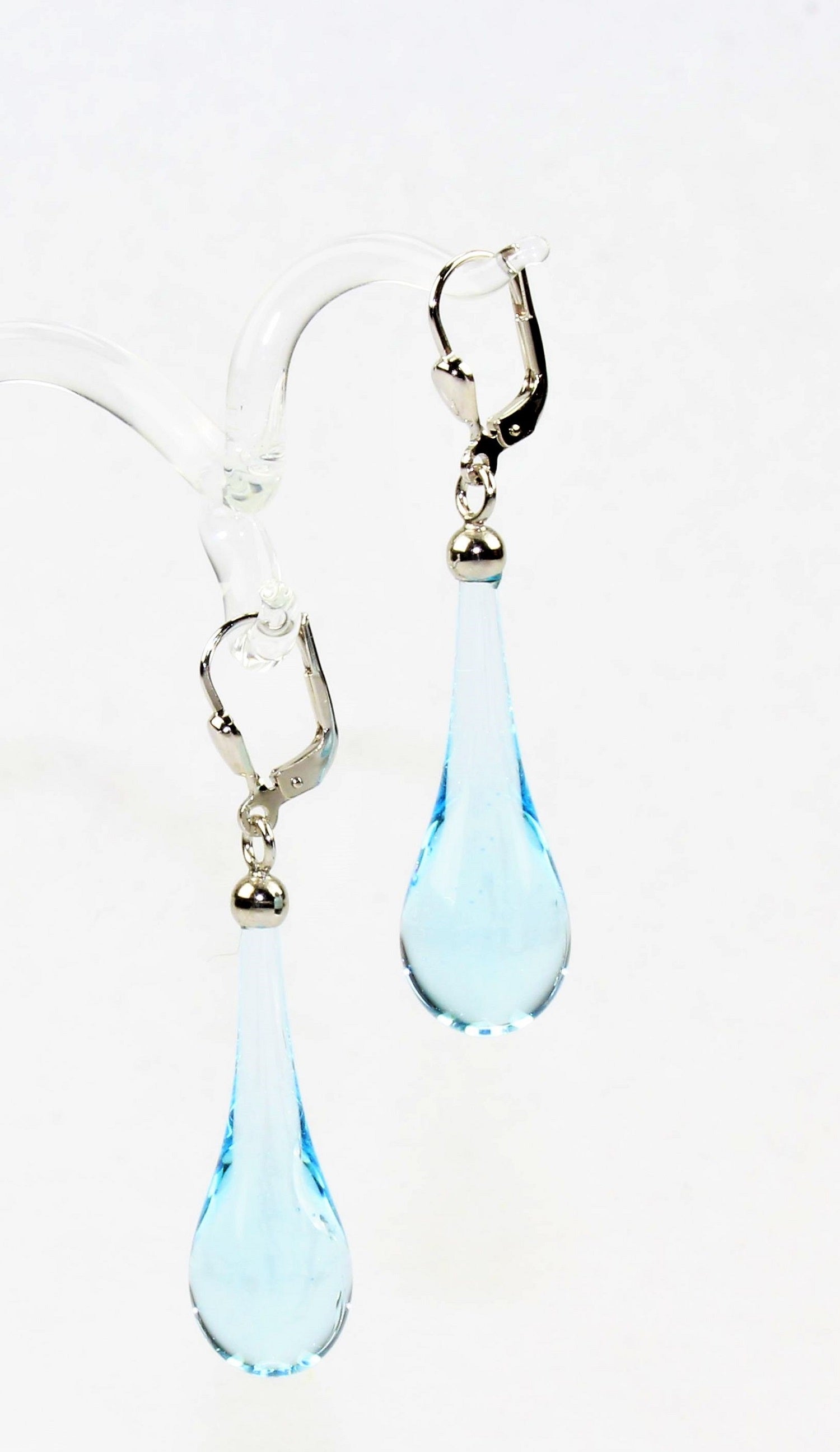 Boucles d'oreilles goutte colorée claire , argent 925/000 rhodié