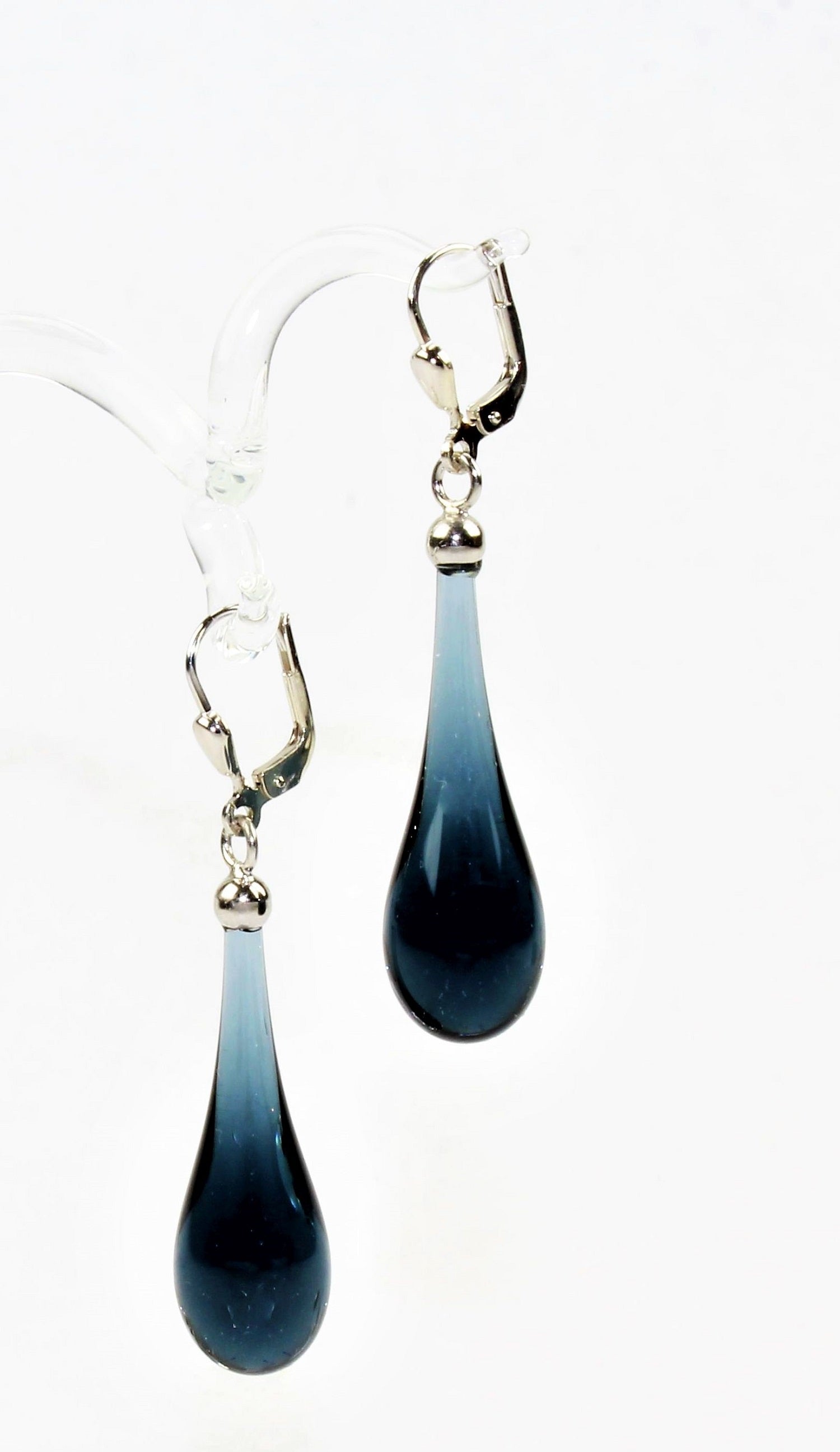Boucles d'oreilles goutte colorée claire , argent 925/000 rhodié