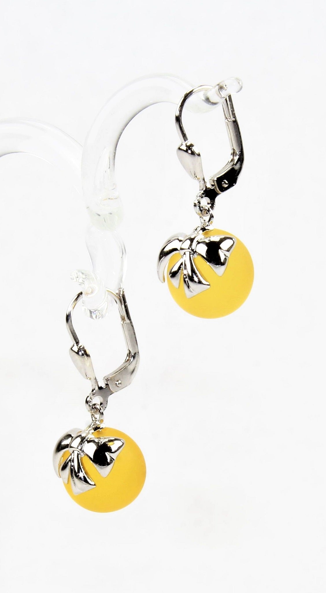 Orecchini a sfera con fiocco in argento, argento 925/000 rodiato