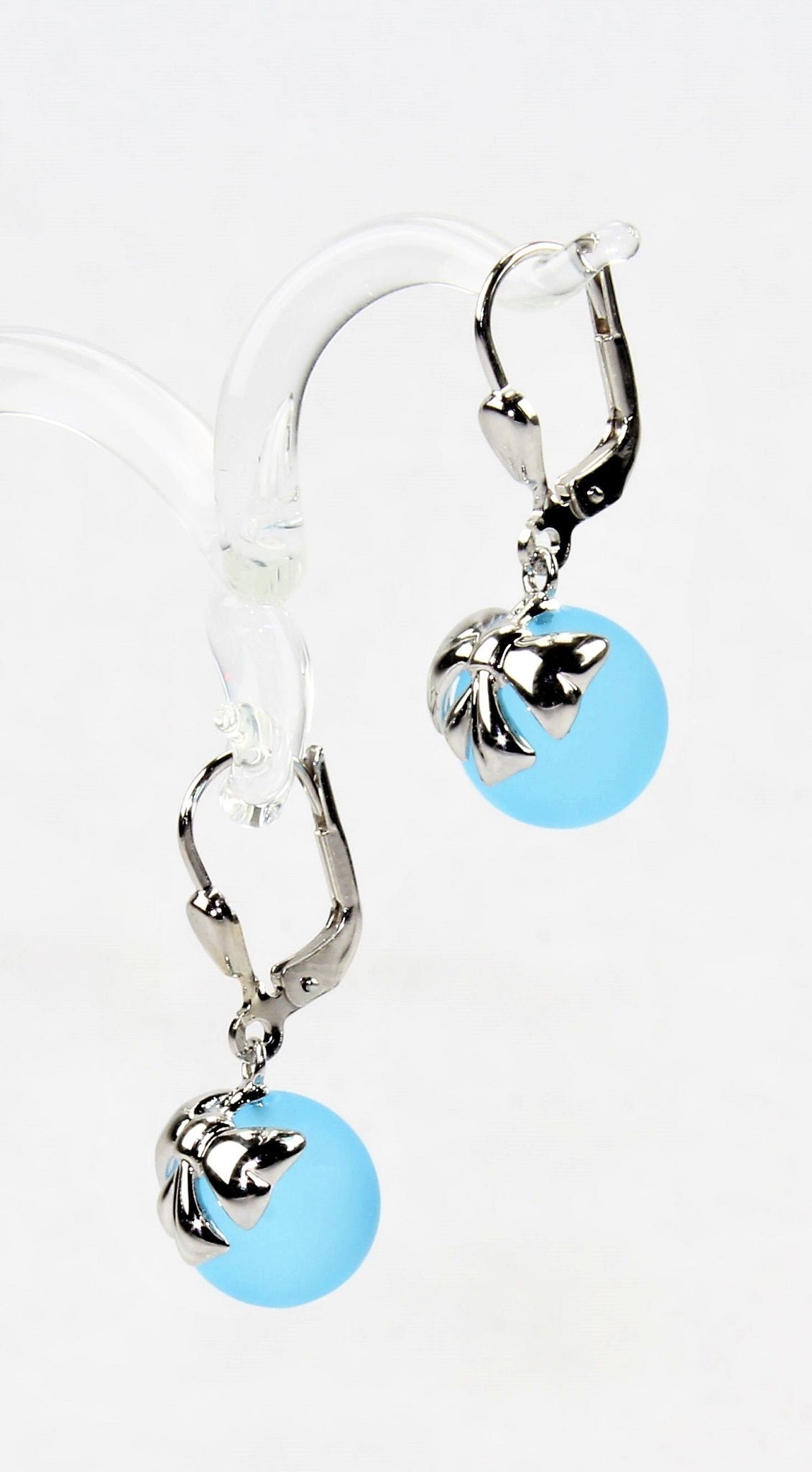 Orecchini a sfera con fiocco in argento, argento 925/000 rodiato