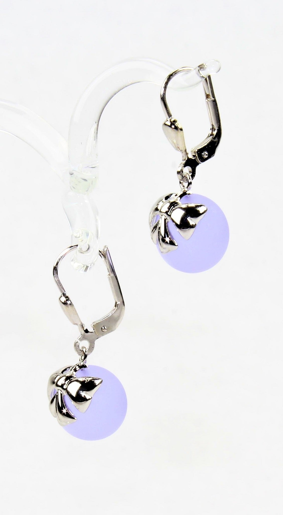 Orecchini a sfera con fiocco in argento, argento 925/000 rodiato