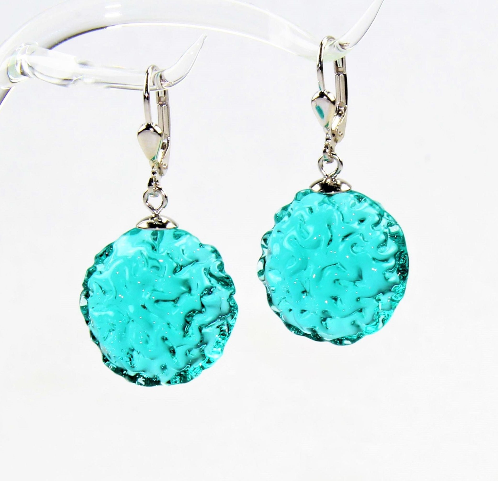 Boucles d'oreilles "Moon" 14 mm , verre borosilicaté