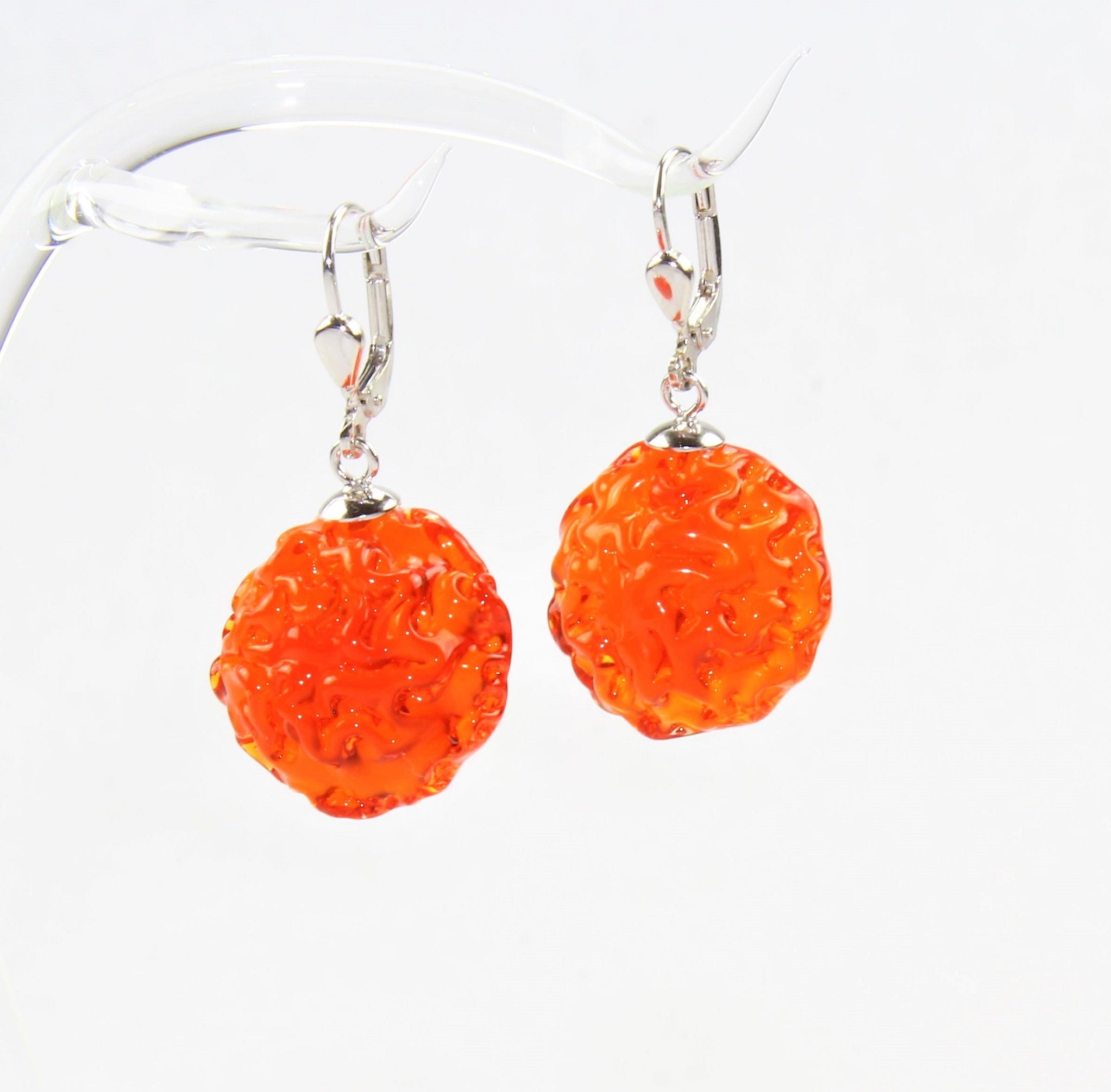 Boucles d'oreilles "Moon" 14 mm , verre borosilicaté