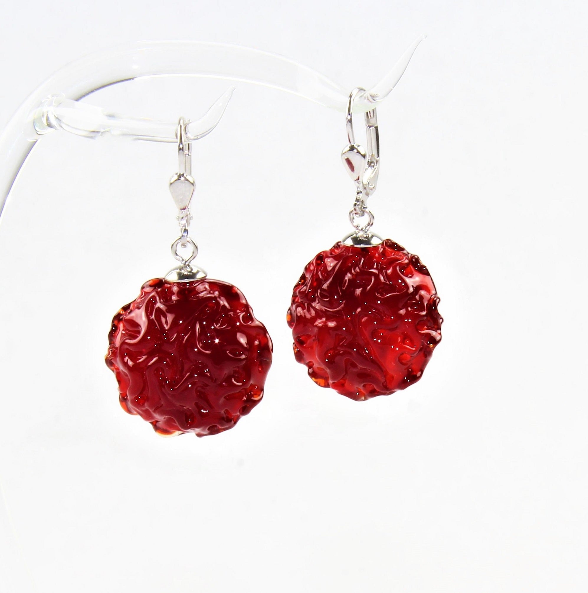 Boucles d'oreilles "Moon" 14 mm , verre borosilicaté