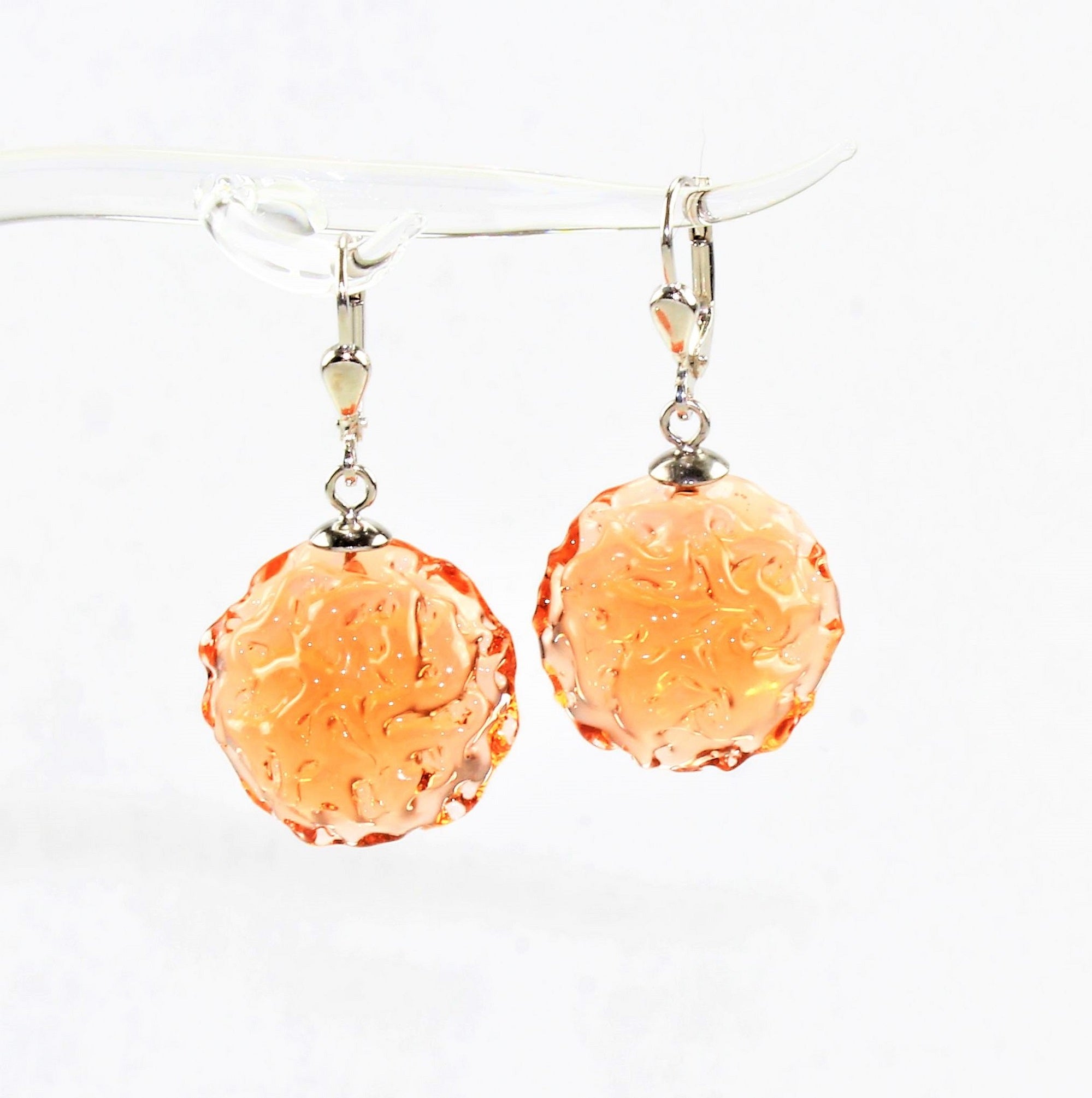 Boucles d'oreilles "Moon" 14 mm , verre borosilicaté