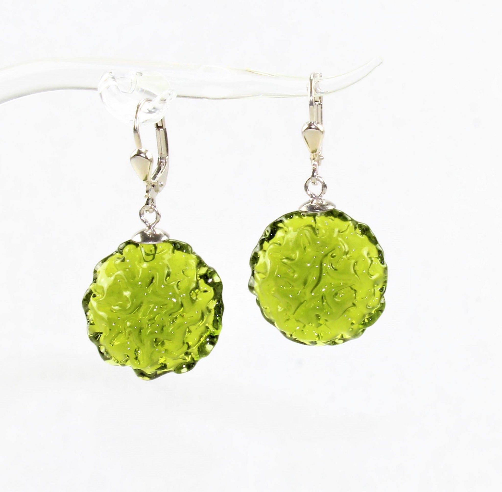 Boucles d'oreilles "Moon" 14 mm , verre borosilicaté