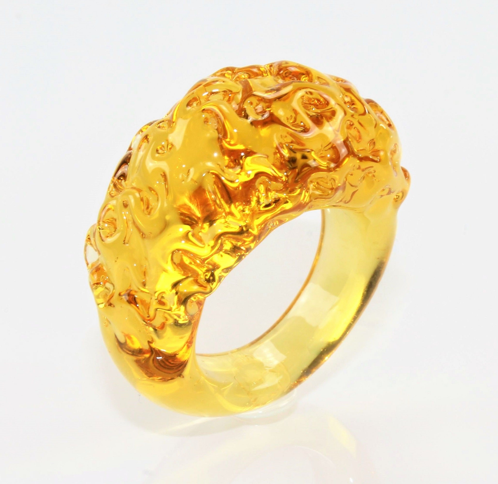 Ring "mountain and valley",Citrin-Bernstein, Borosilikatglas