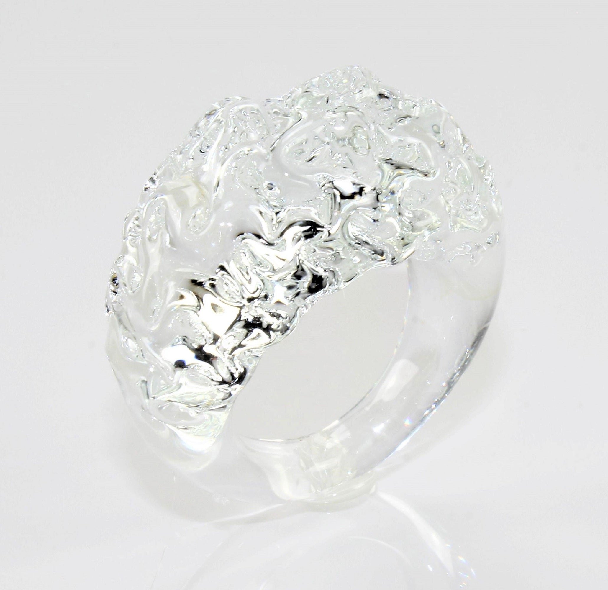 Anello "montagna e valle", colore: cristallo blu, vetro borosilicato