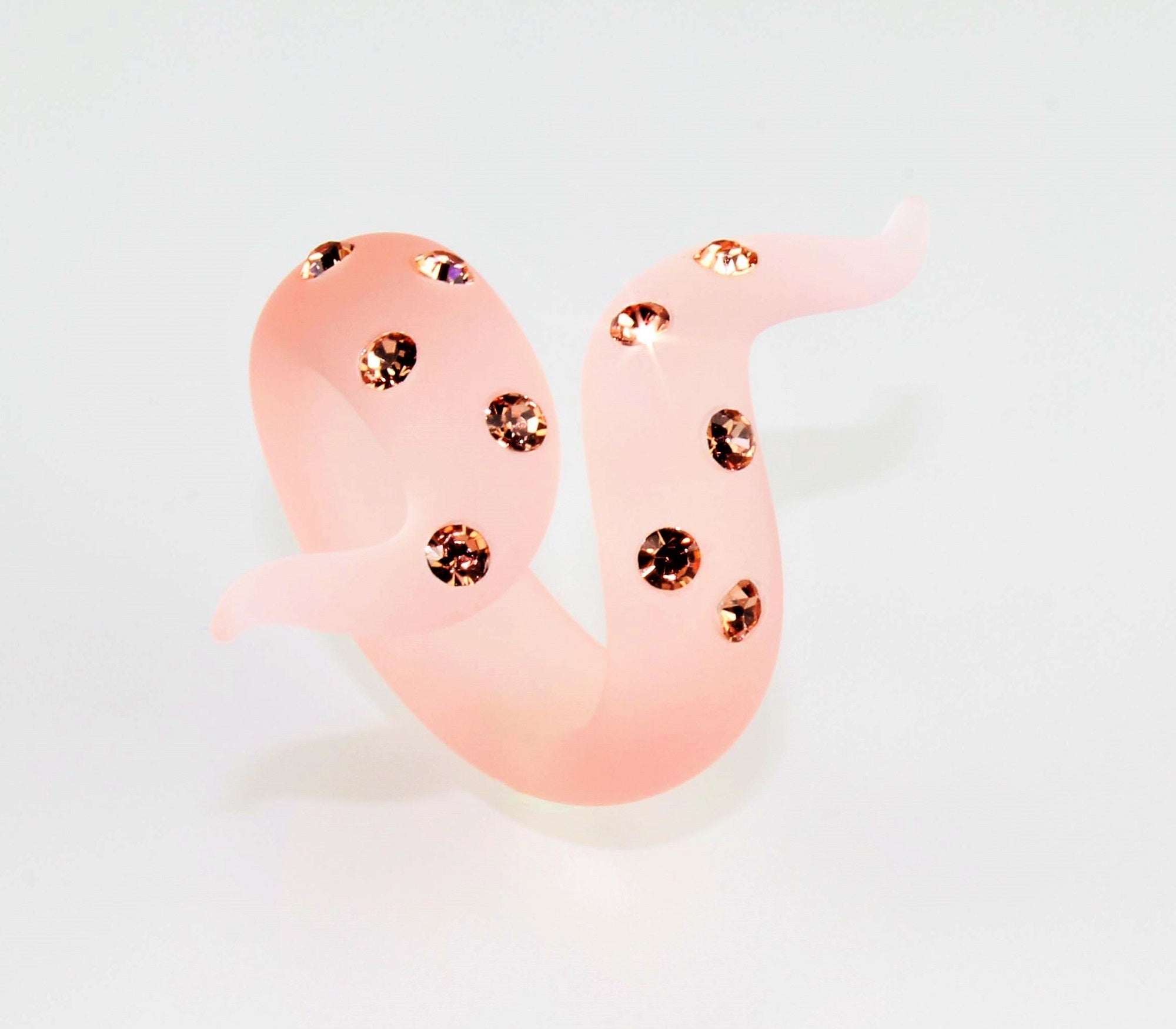 Bague spirale "Amelia" ,vieux rose, sertie de pierres, mate