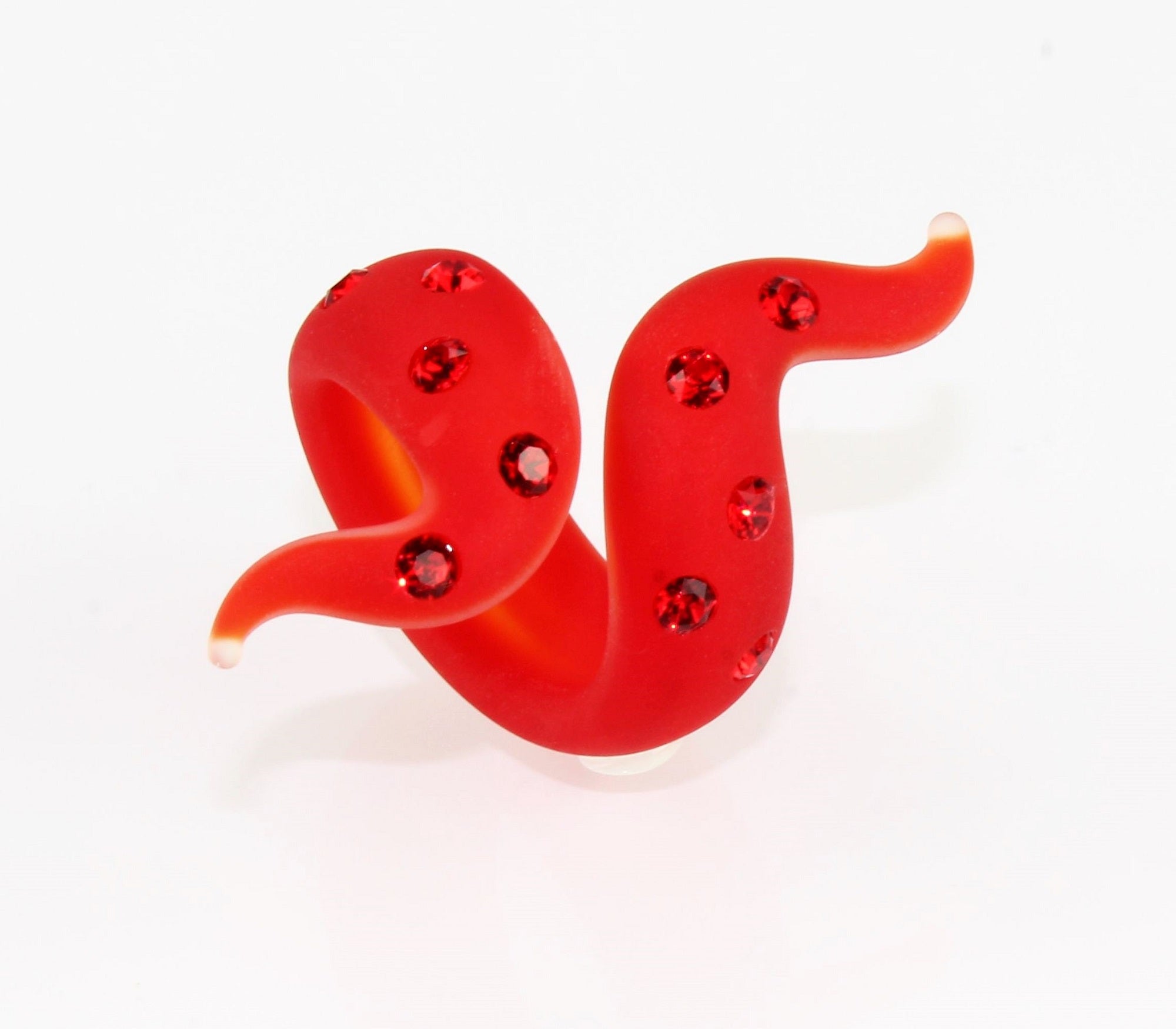 Bague spirale "Amelia" rouge ,sertie de pierres, mate