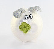 Cochon porte-bonheur en verre , glace mat
