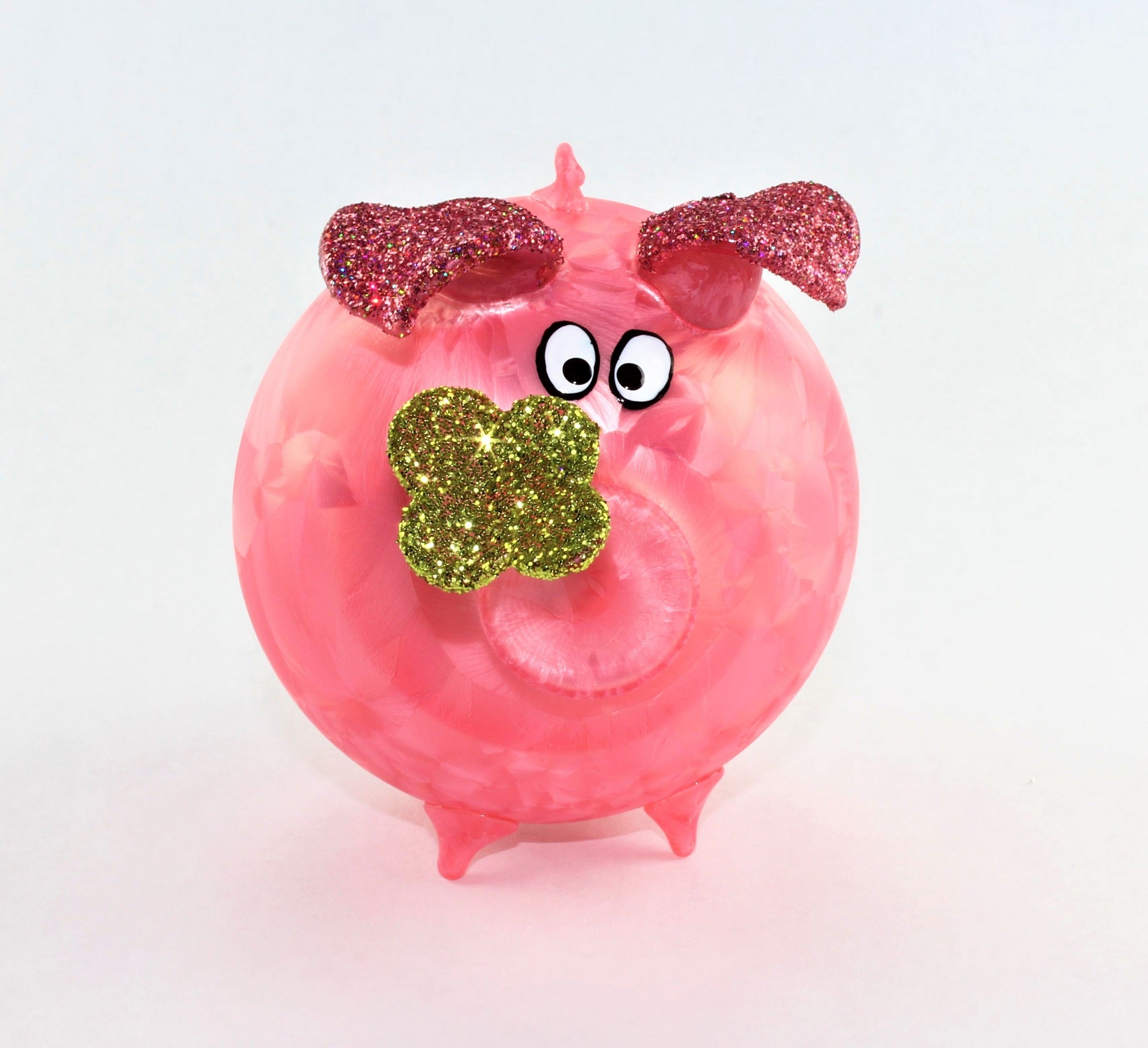 Cochon porte-bonheur en verre , glace mat