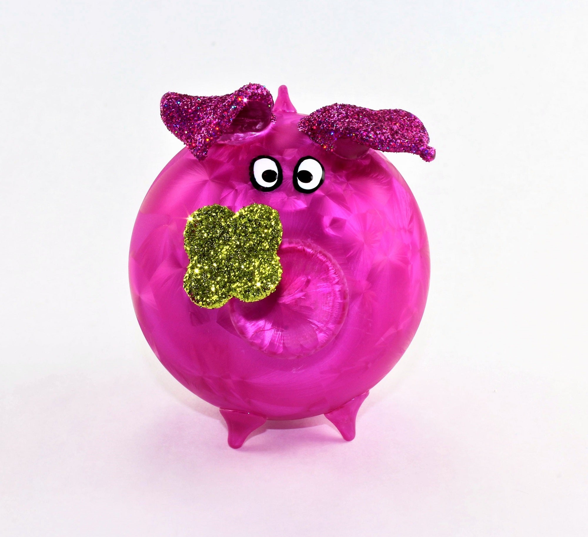 Cochon porte-bonheur en verre , glace mat