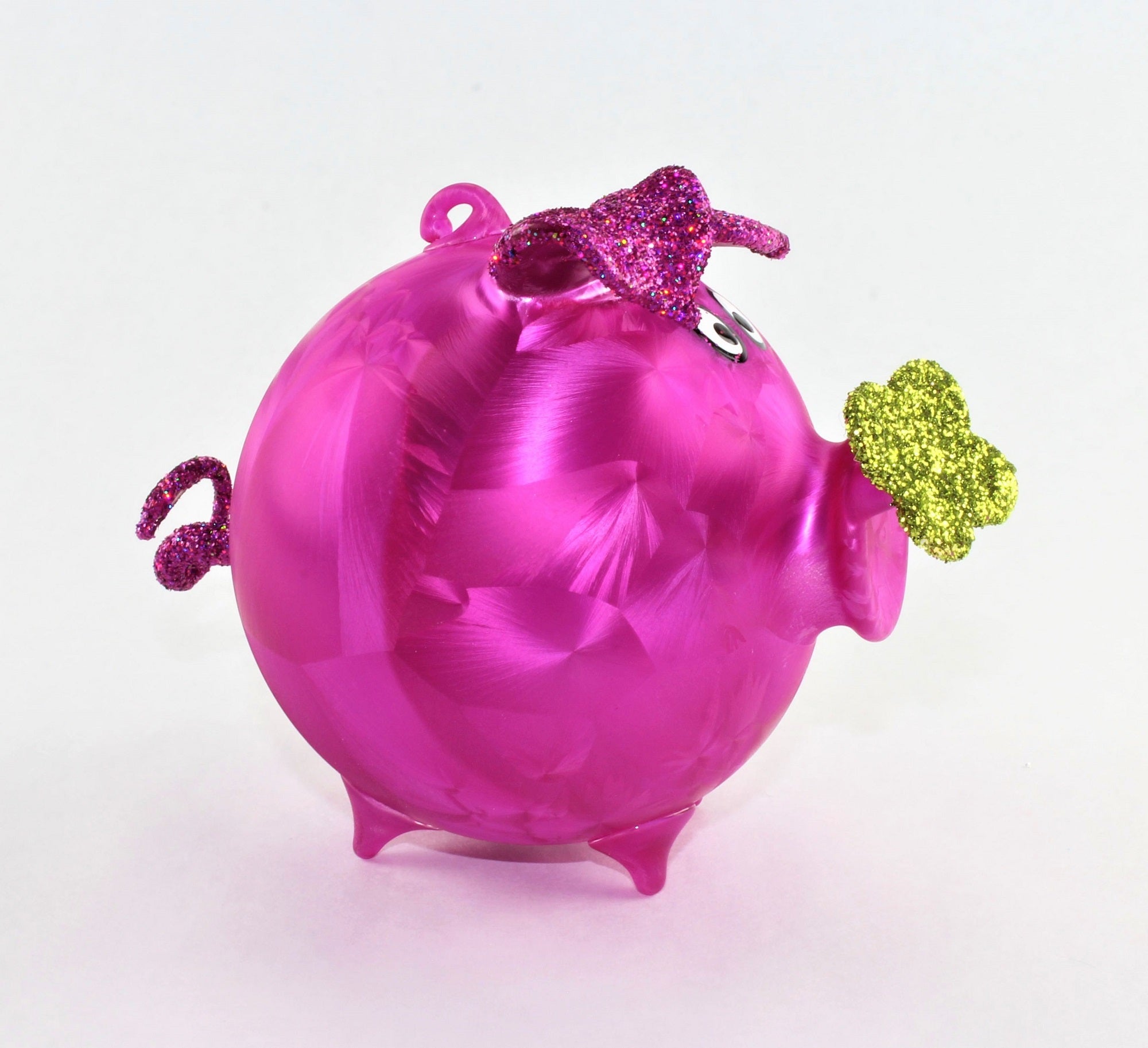 Cochon porte-bonheur en verre , glace mat