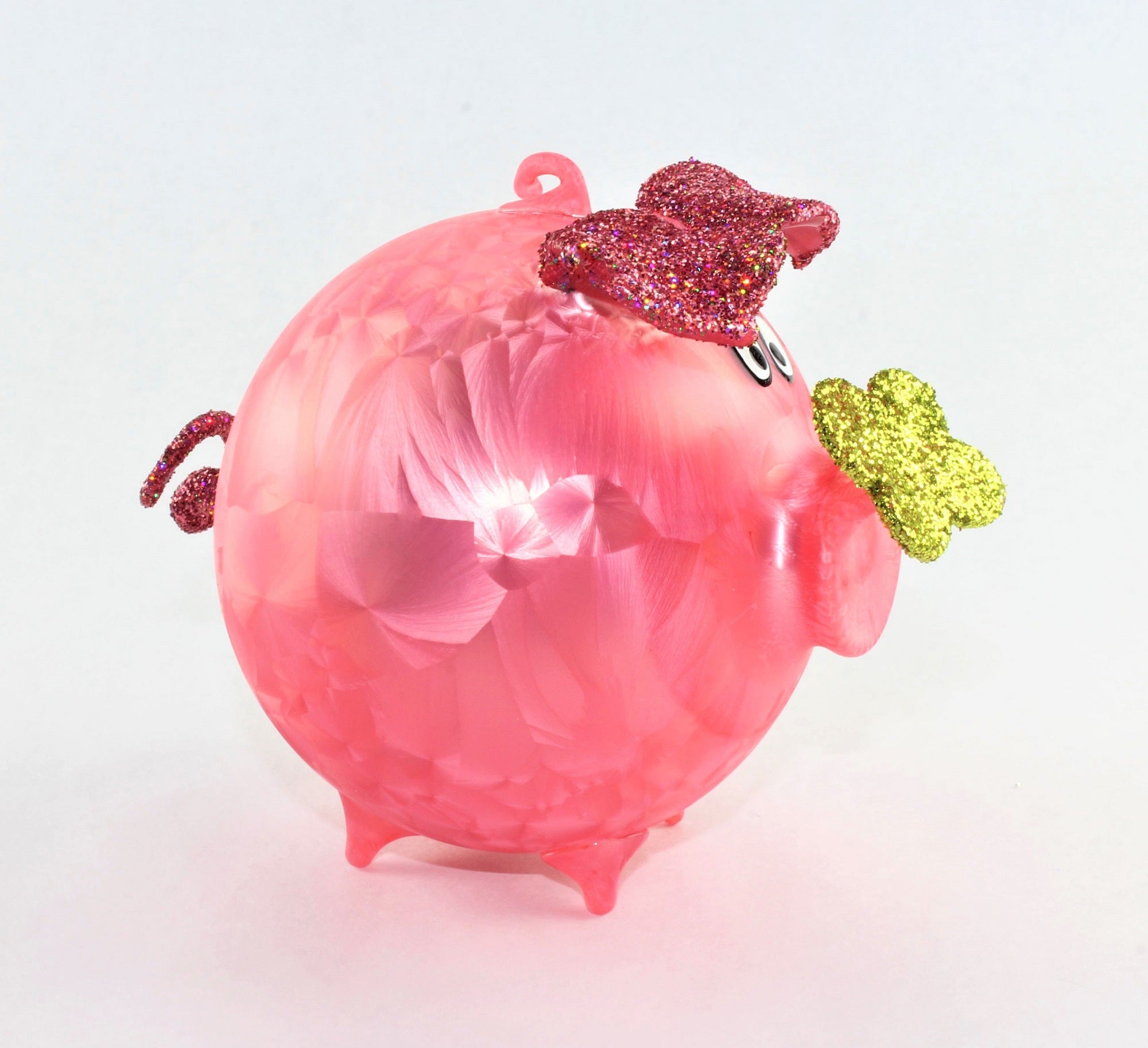 Cochon porte-bonheur en verre , glace mat