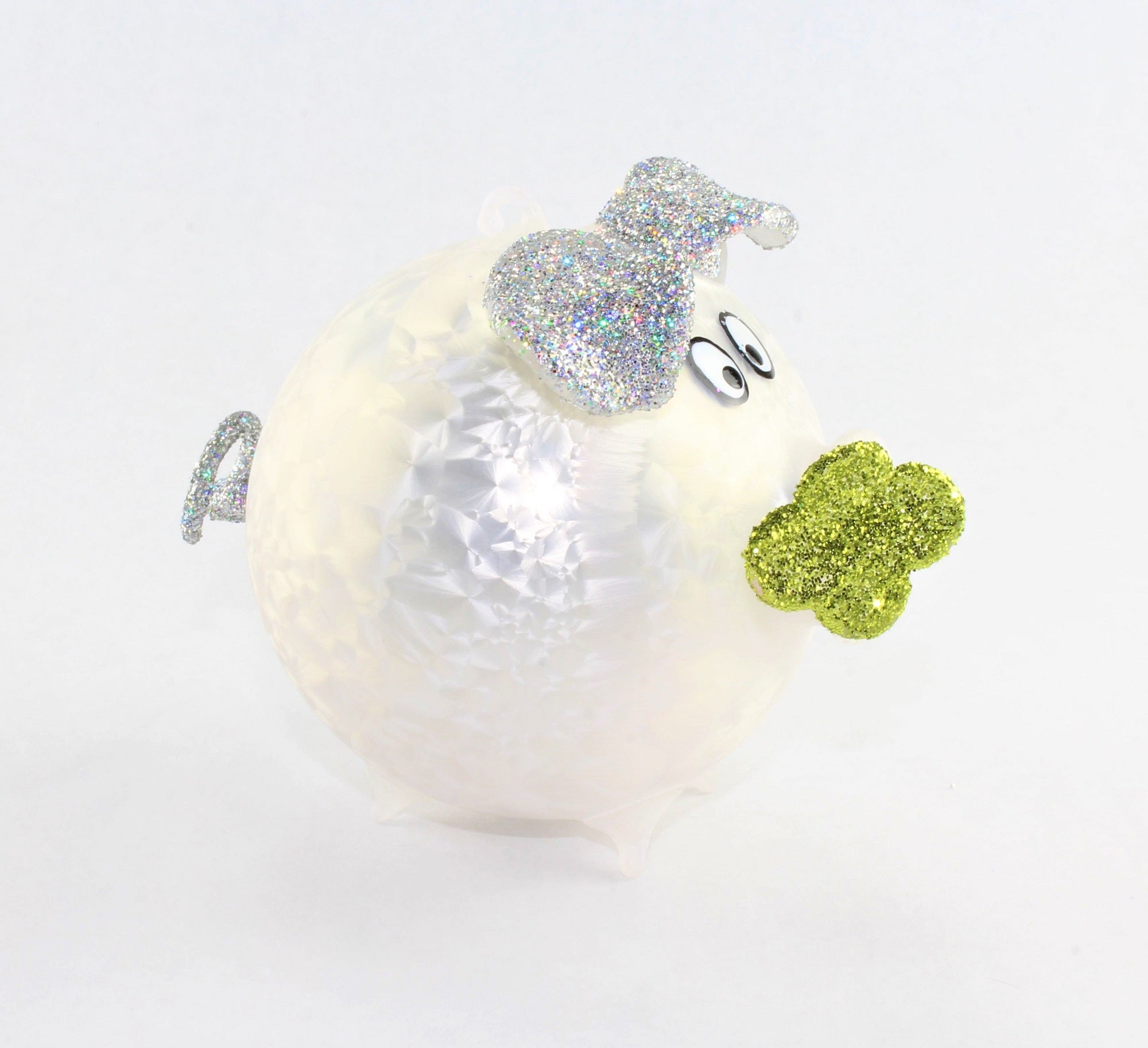 Cochon porte-bonheur en verre , glace mat